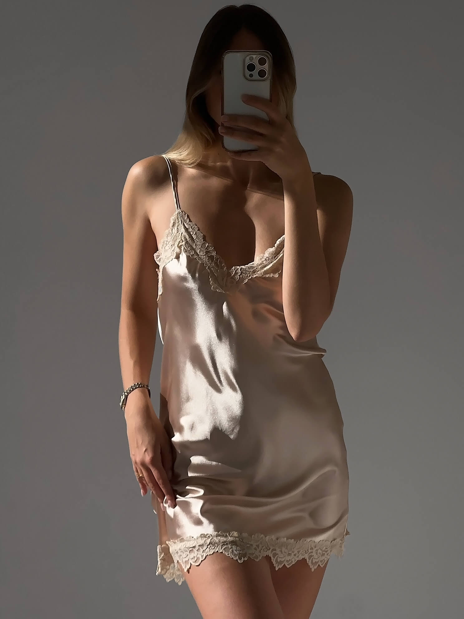 Liquid Satin Blush Slip Dress | M