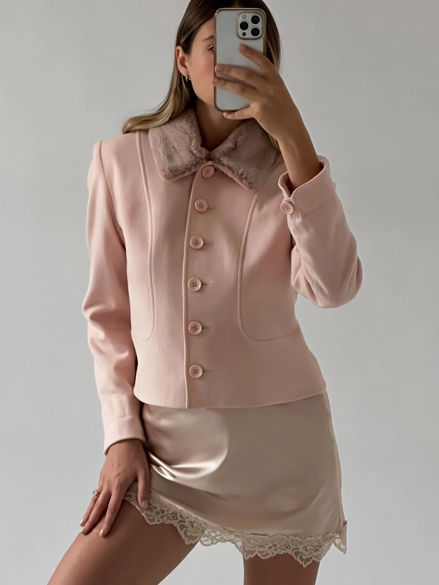 Vintage Cashmere & Wool Blend Pink Jacket | 6/S