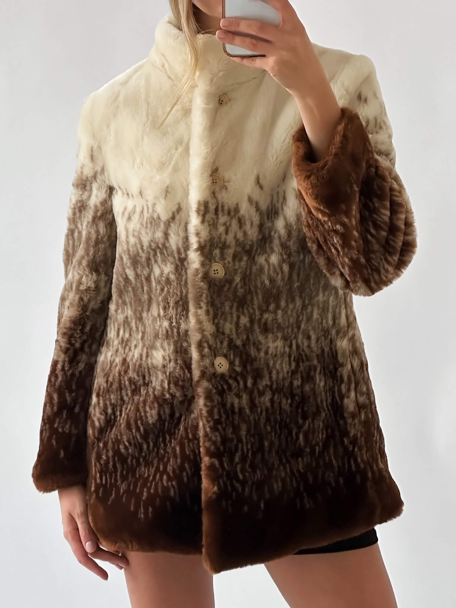 Vintage SISLEY Faux Fur Coat | XS/S