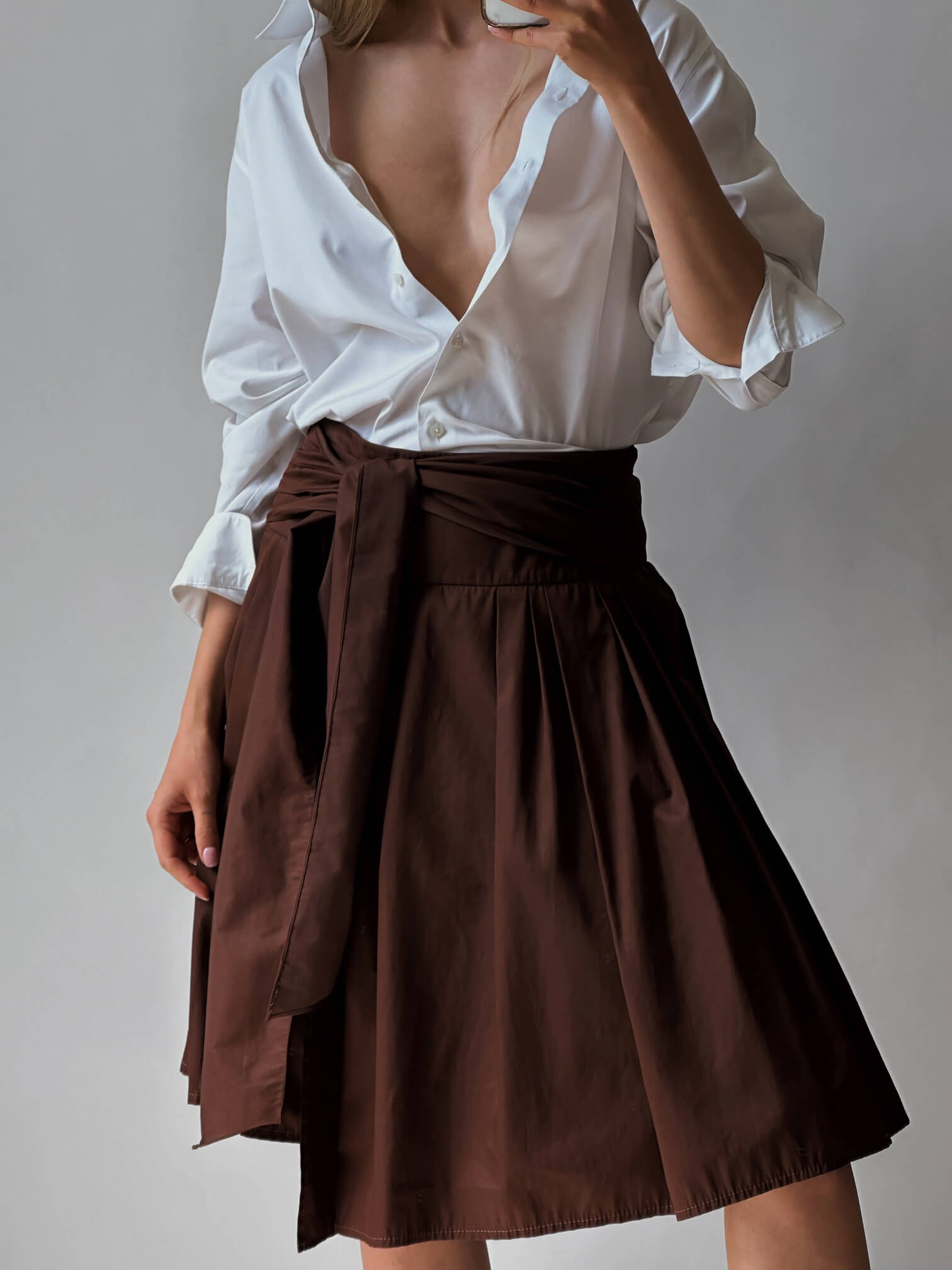 Vintage Waist Tie Pleated Skirt | 6/S