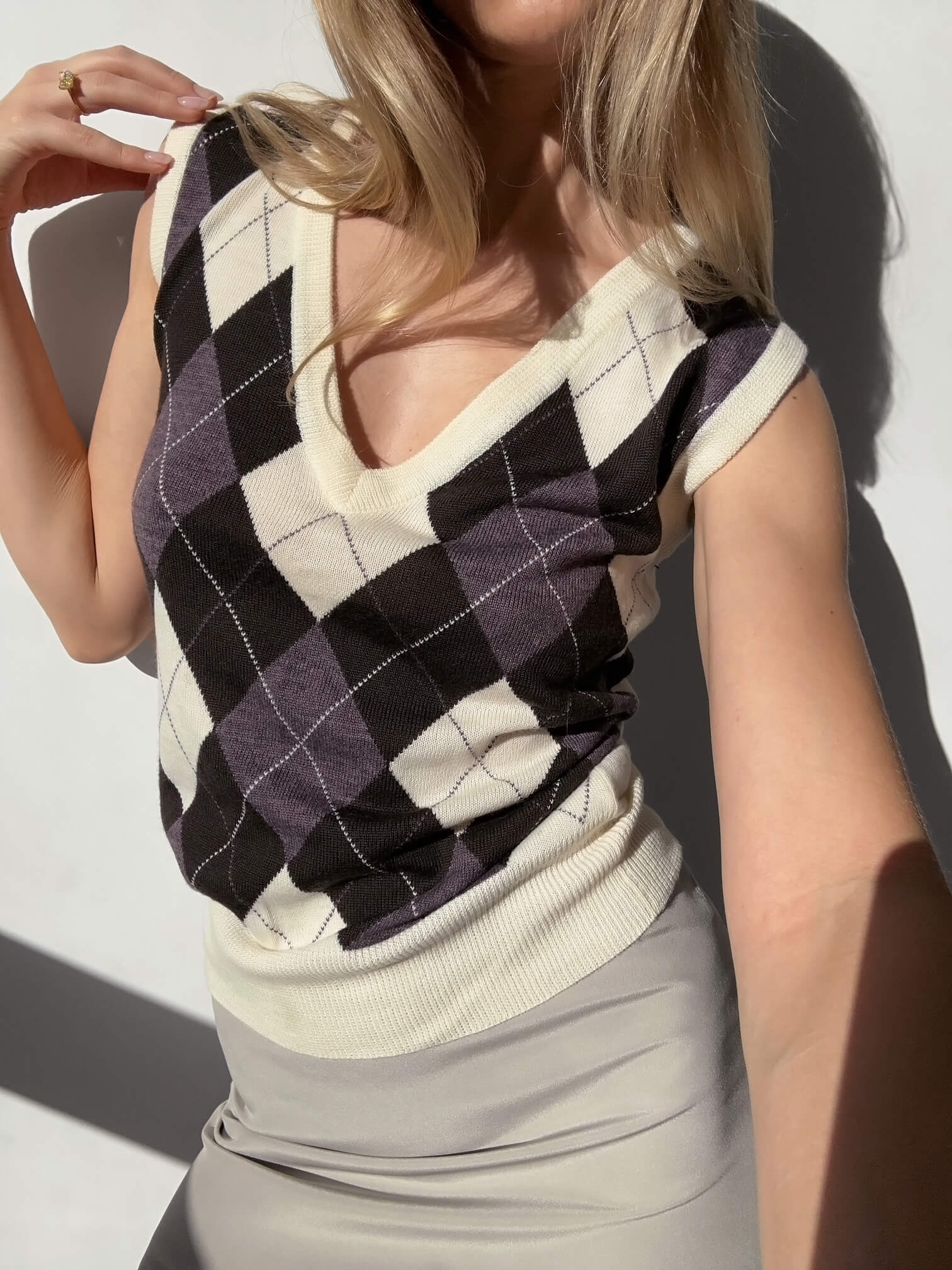 Argyle Knit Gilet | S/M