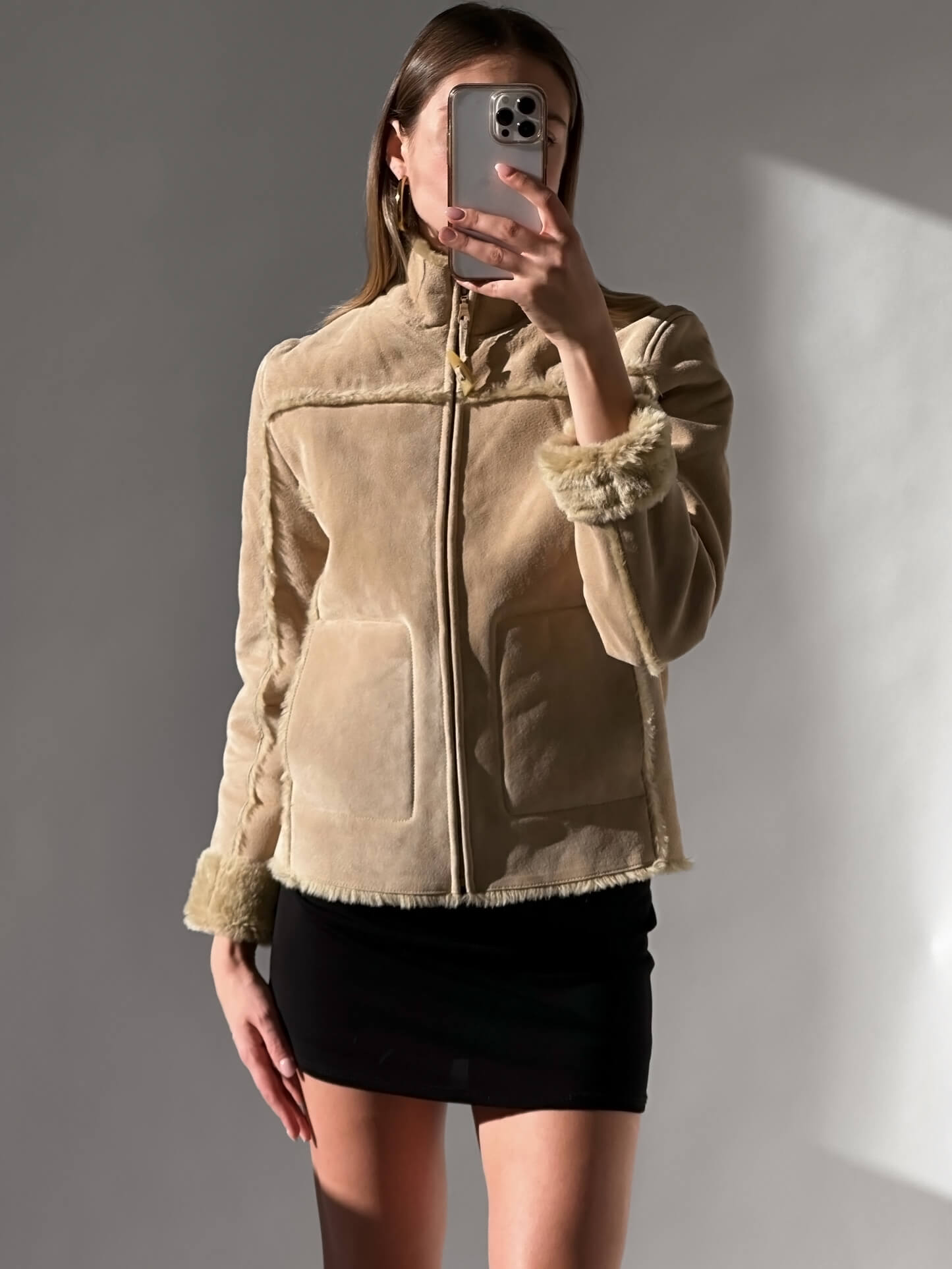 Vintage ALDO Suede Sherpa Jacket | XS-M