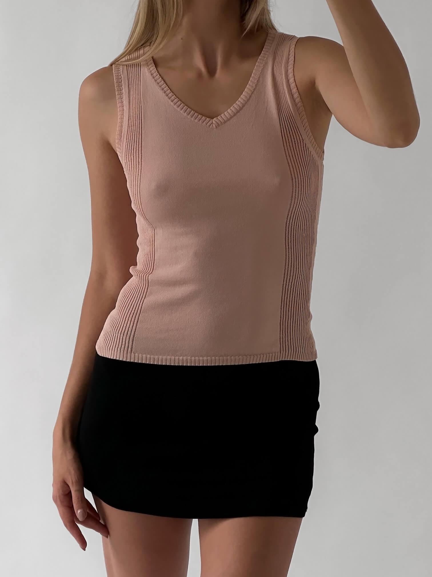 Vintage Ribbed Knit Blush Singlet | S/M