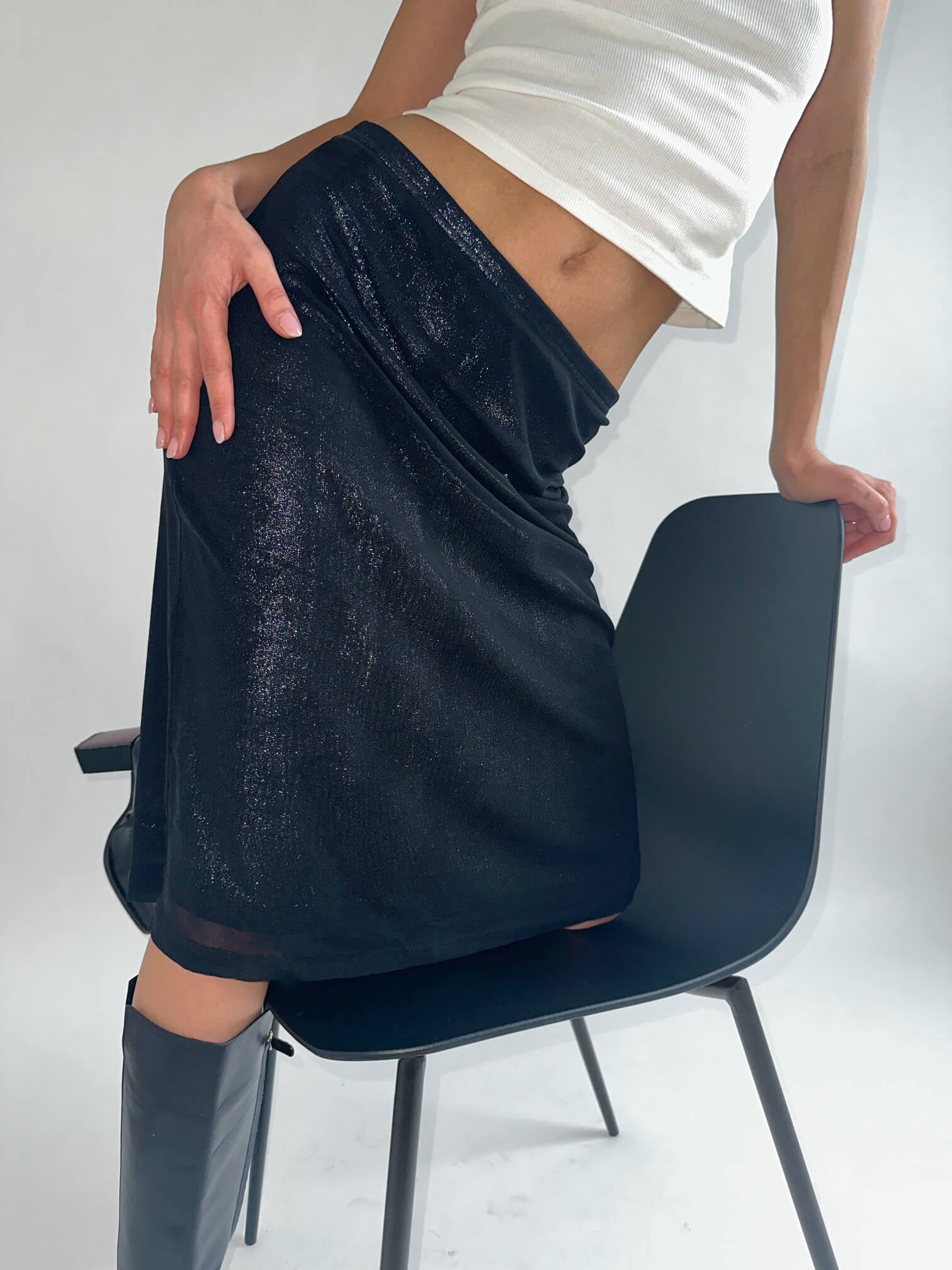 Vintage ESPRIT Metallic Mesh Midi Skirt  | S/M