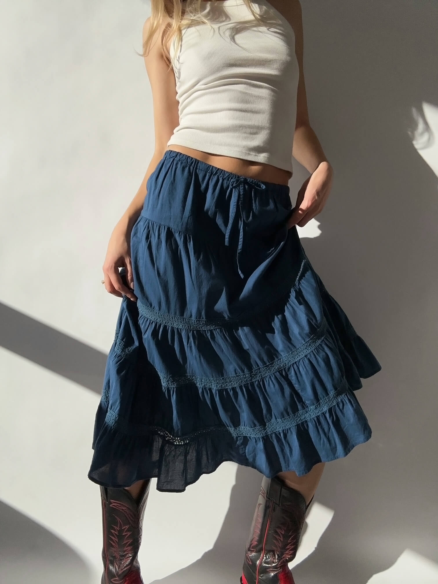 2000s CLUB MONACO Boho Cotton Skirt | S/M