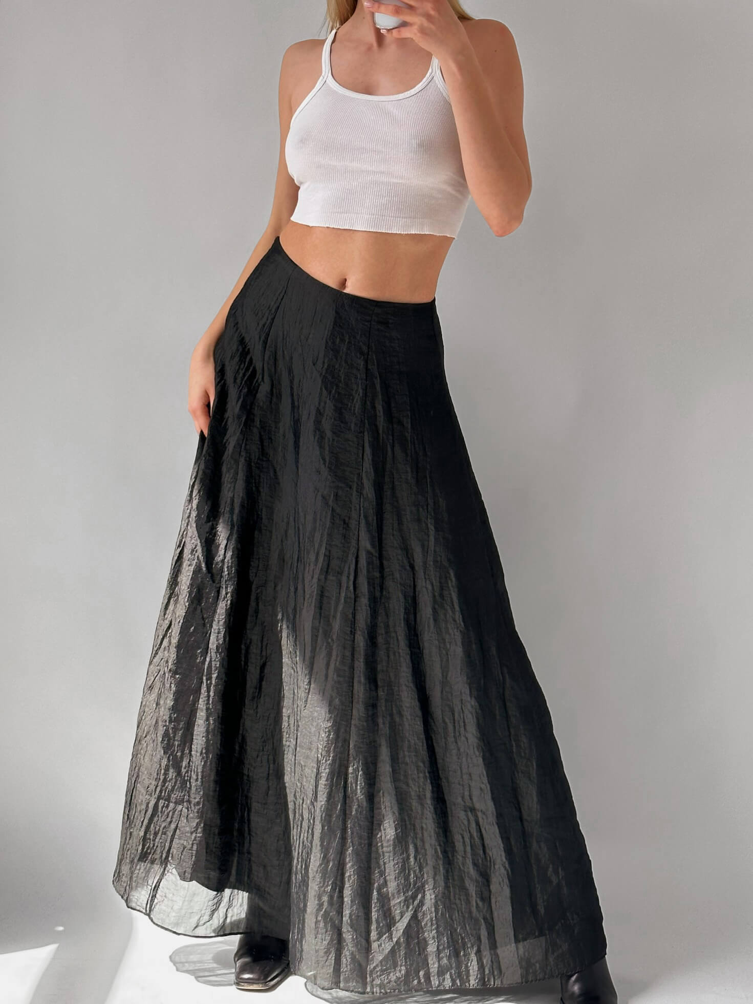 Vintage Iridescent Crushed Maxi Skirt | S