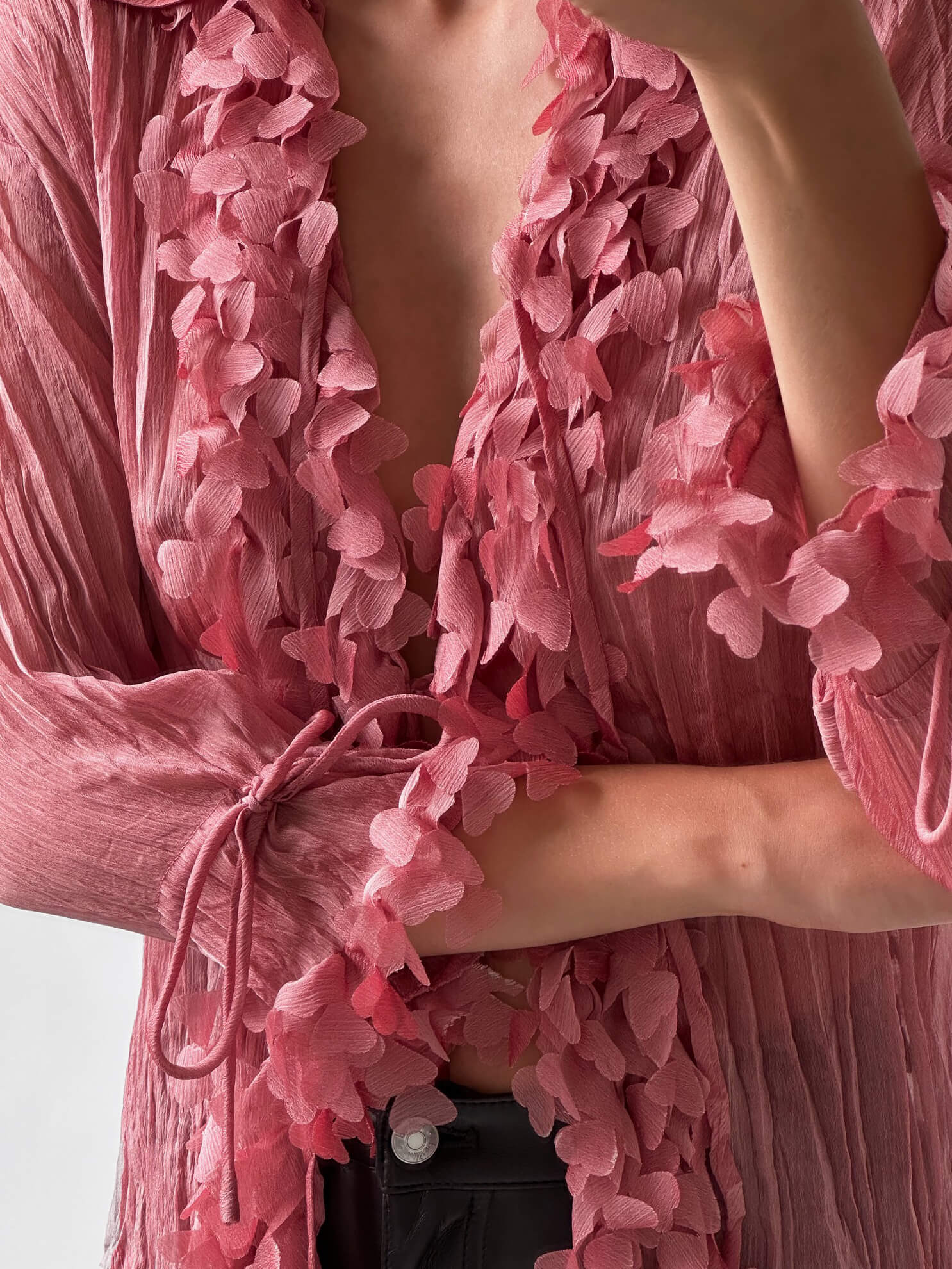 Vintage Plisse Pleated Heart Confetti Blouse | XS-M