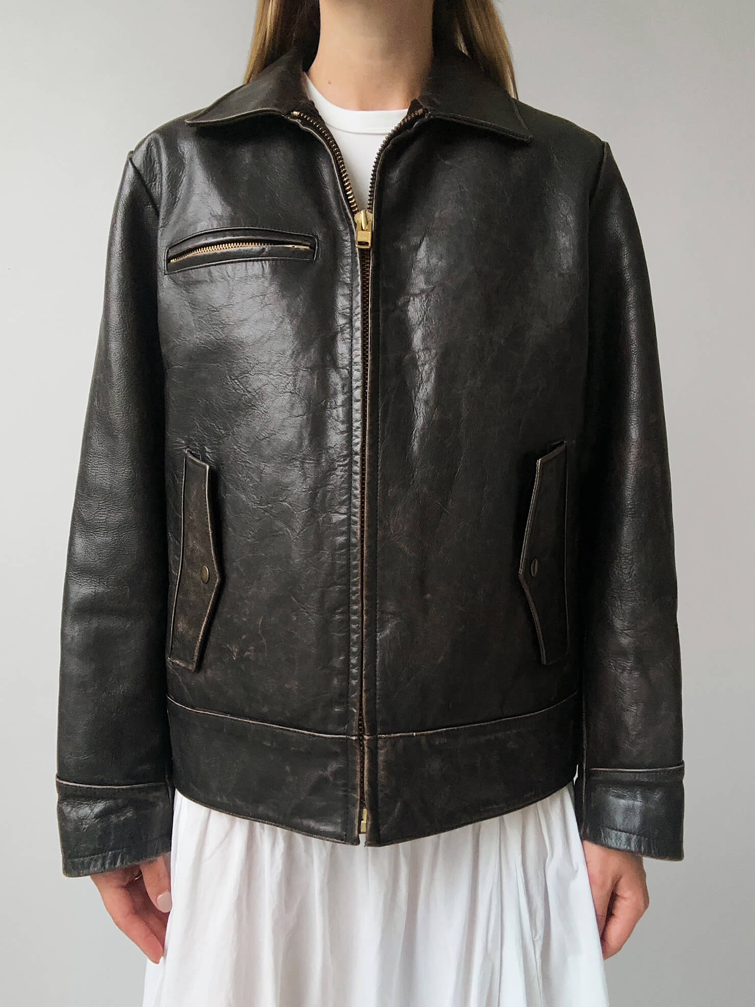 Vintage GAP Straight Fit Patina Leather Jacket | XS-M