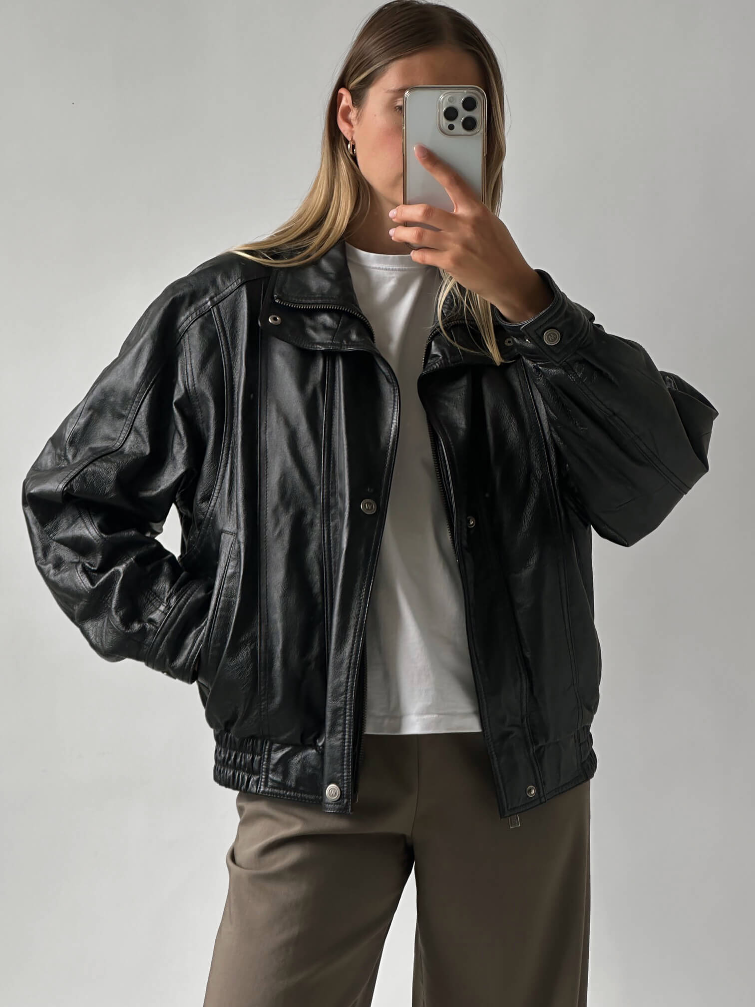 Vintage Wilson's Double Collar Oversized Leather Bomber Jacket | XS-L