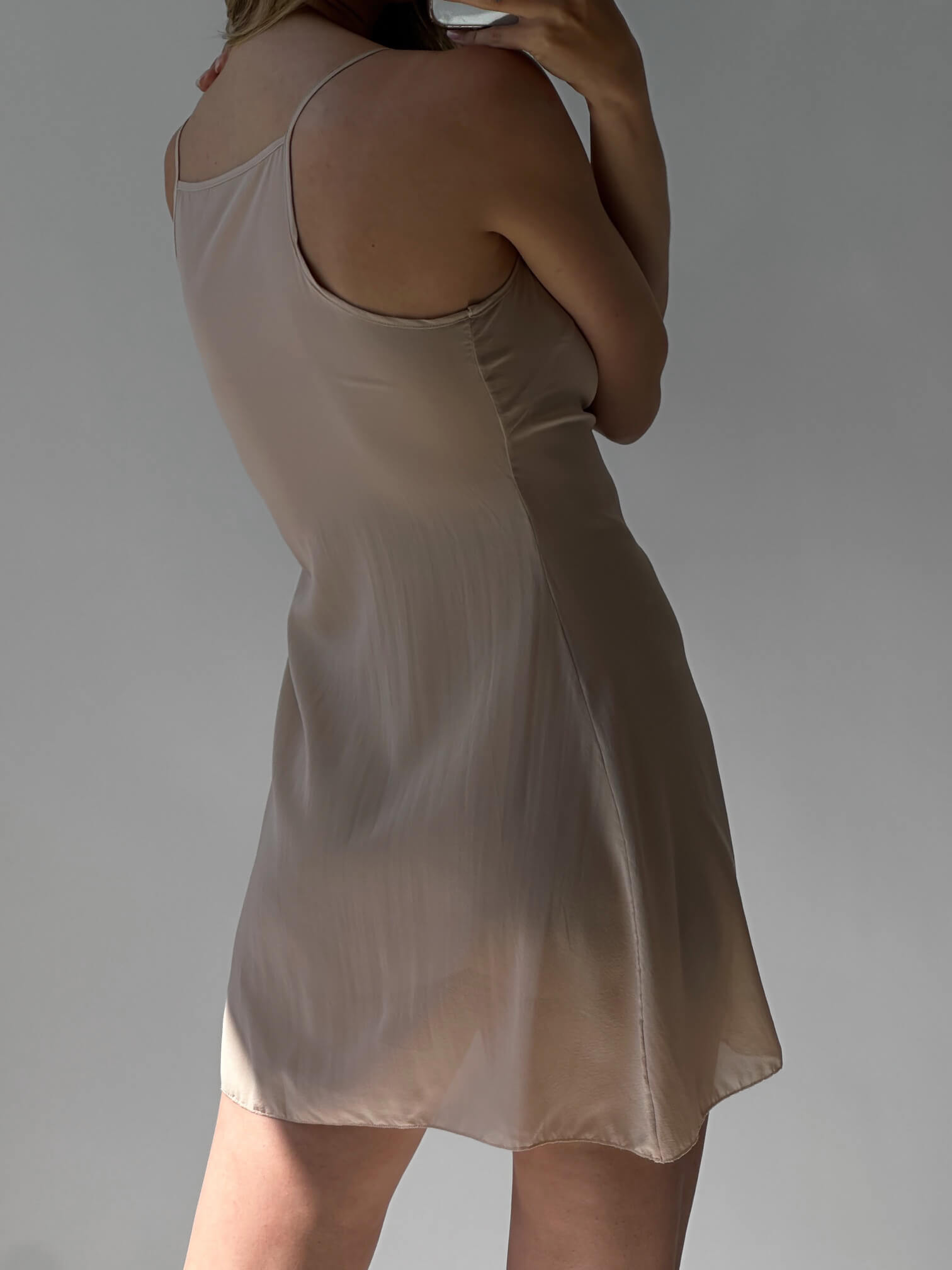 Vintage Blush Sheer Silk Slip Dress | M