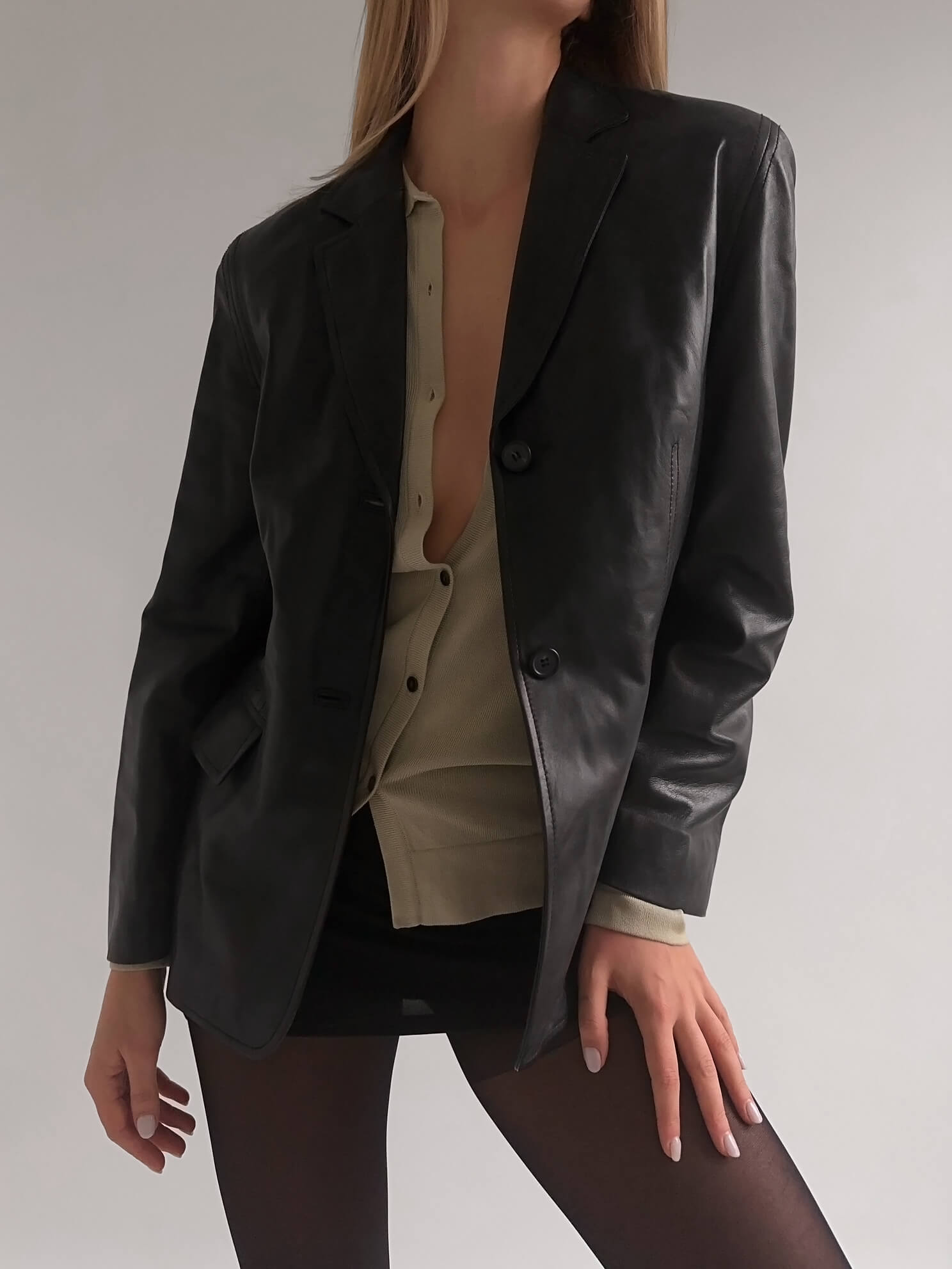 Vintage JAEGAR Italian Leather Blazer | S-L