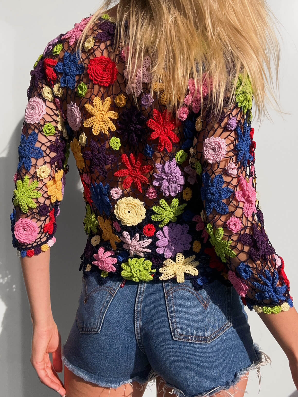 Vintage Rainbow Floral Crochet Top | XS-M
