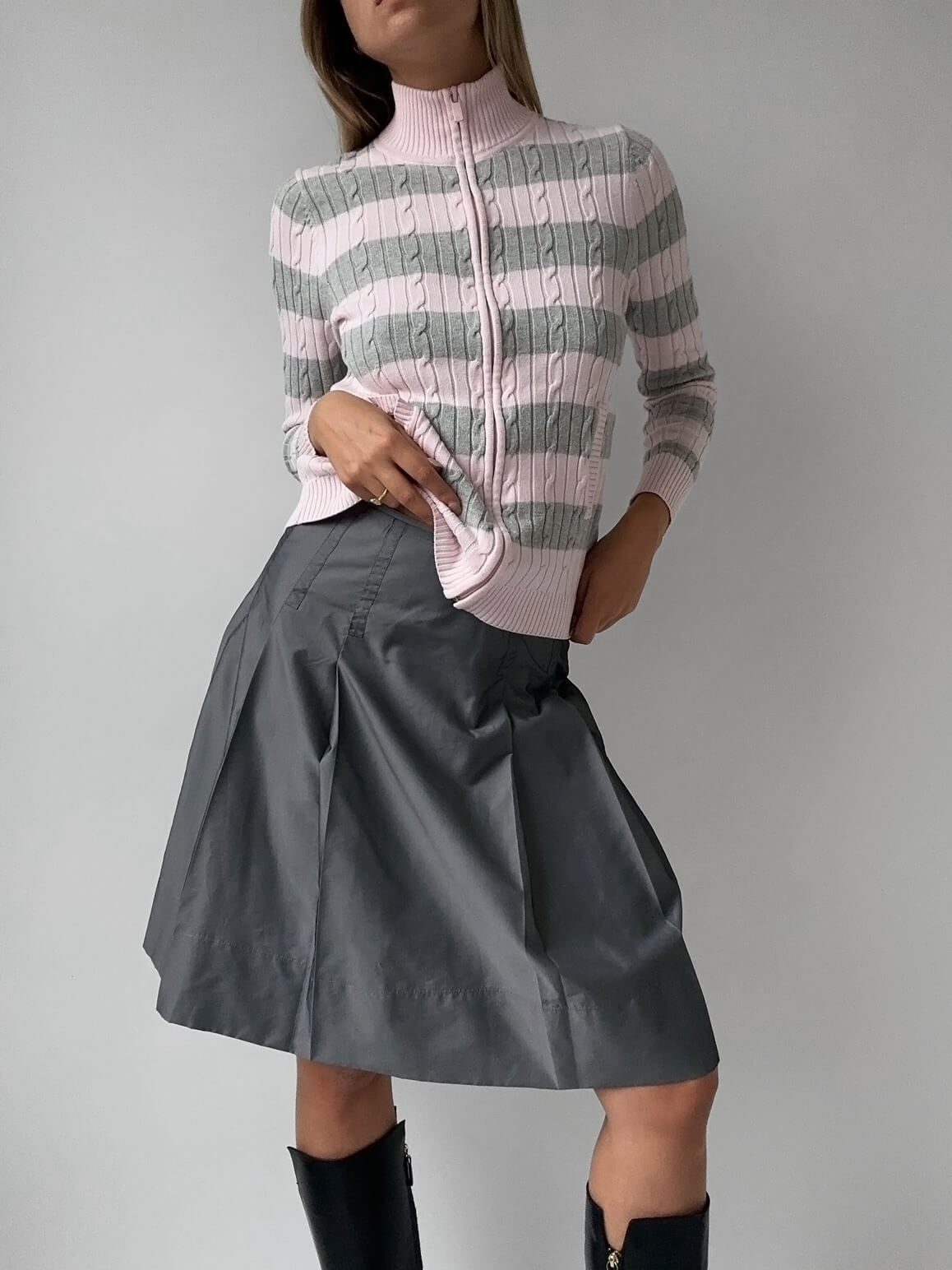 Vintage Silver Pleated Nylon Skirt | XS/0