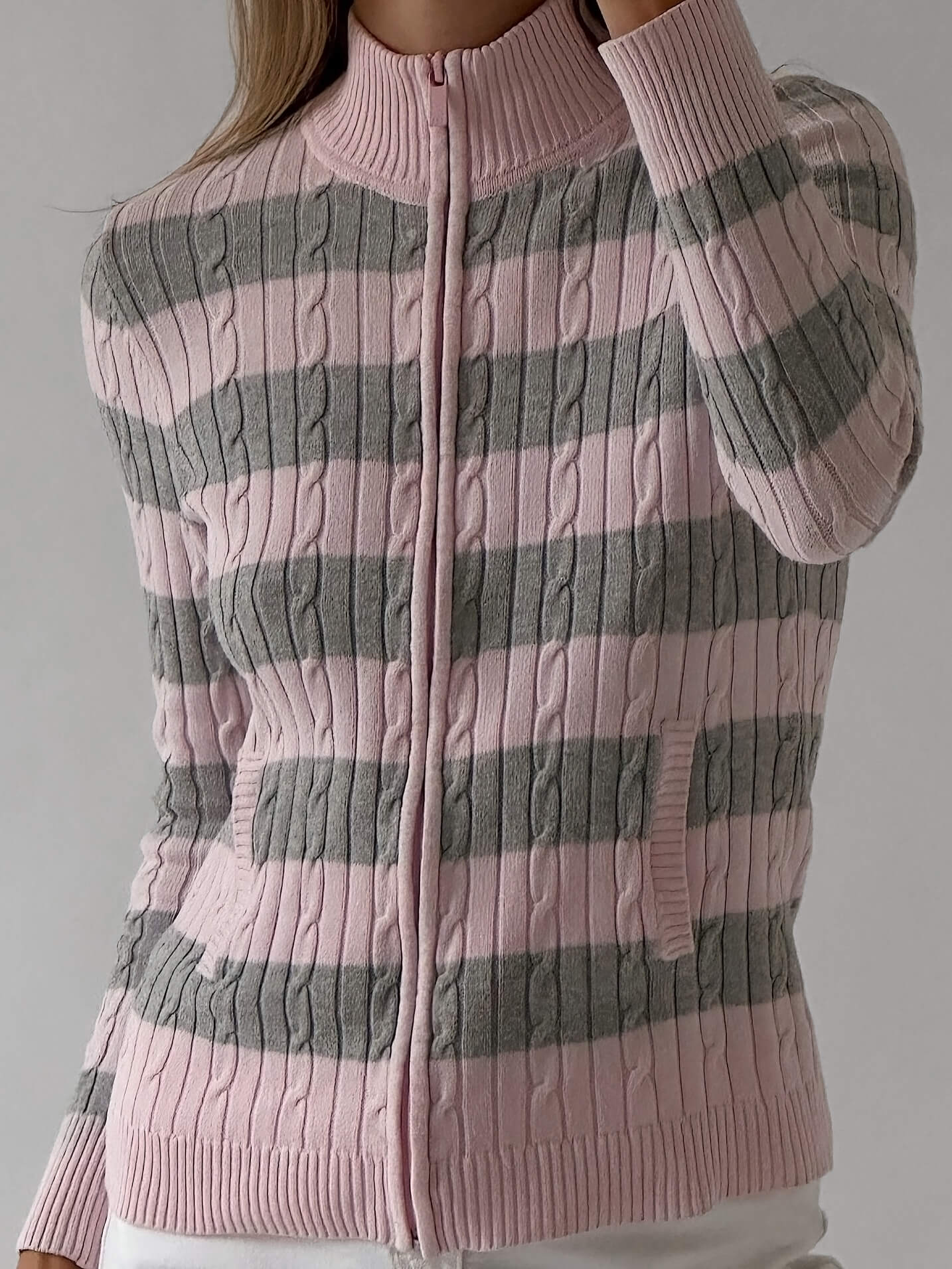 Y2K TOMMY HILFIGER Striped Cable Knit Sweater | S