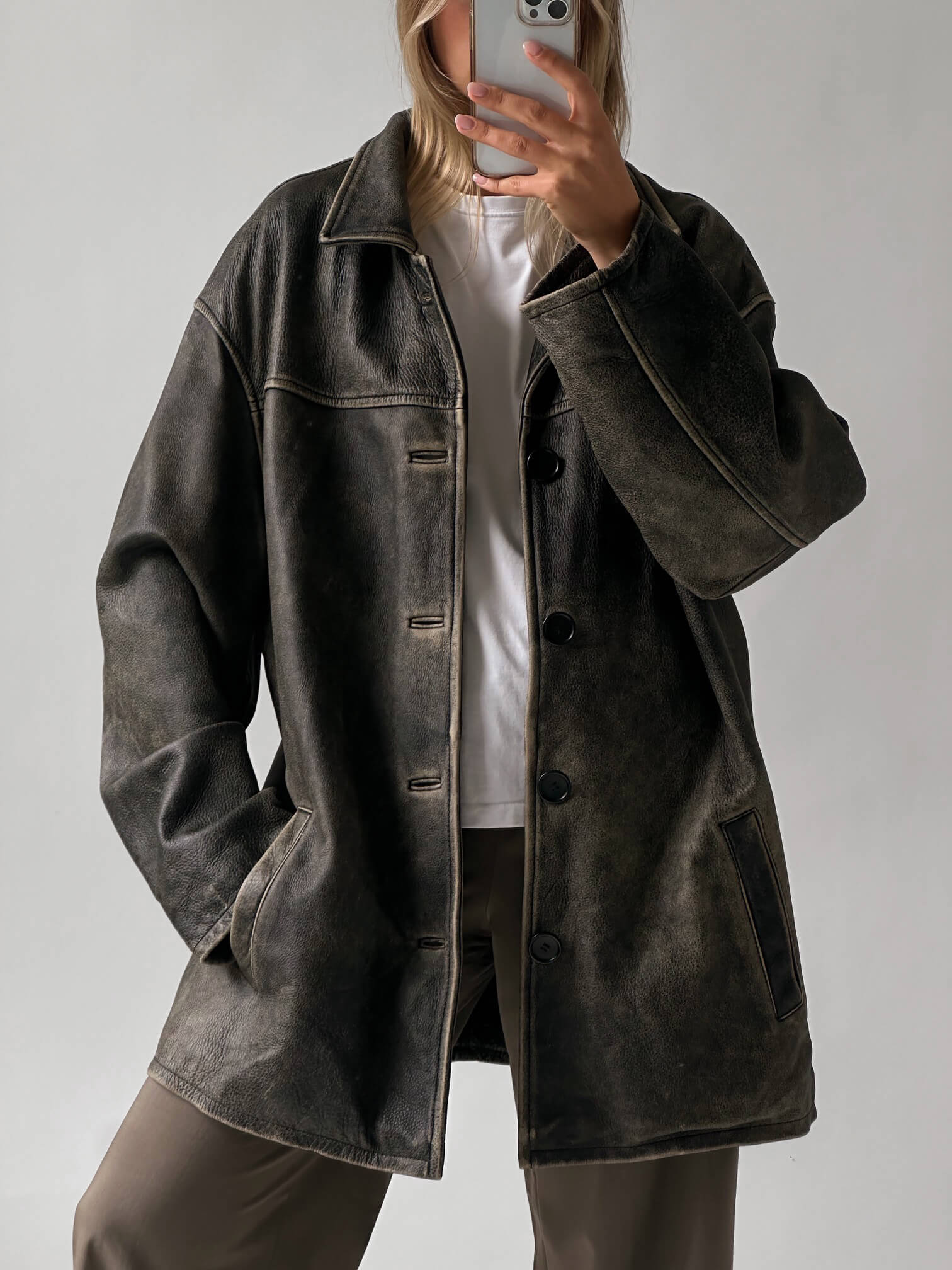 Vintage Ultra Oversized Patina Leather Jacket | XXL