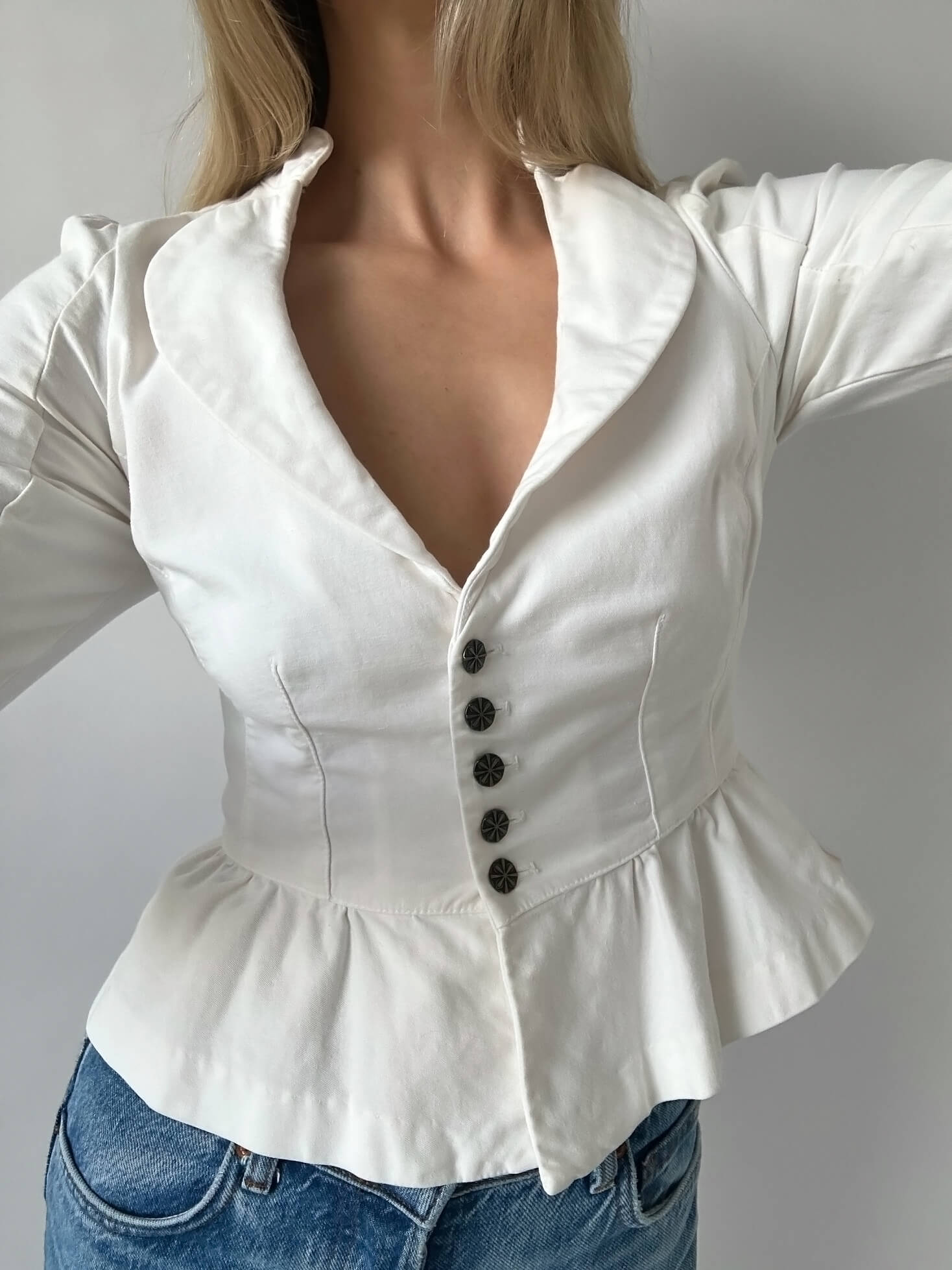 Vintage GUESS JEANS Cotton Ruffle Blazer | S