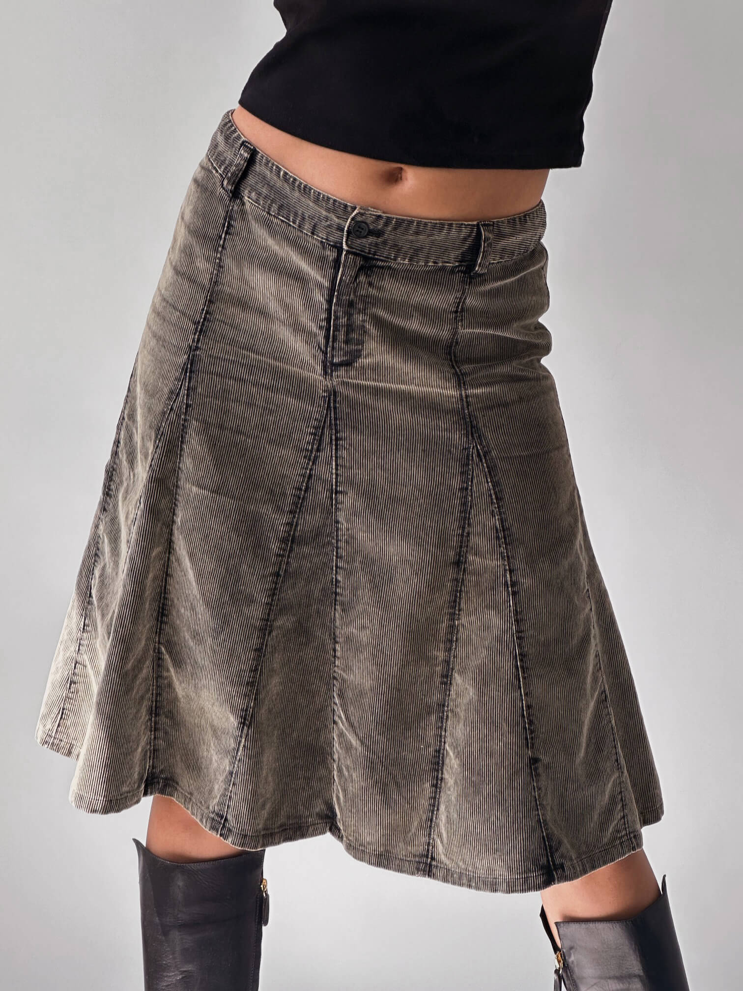 Vintage Faded Corduroy Midi Skirt | S