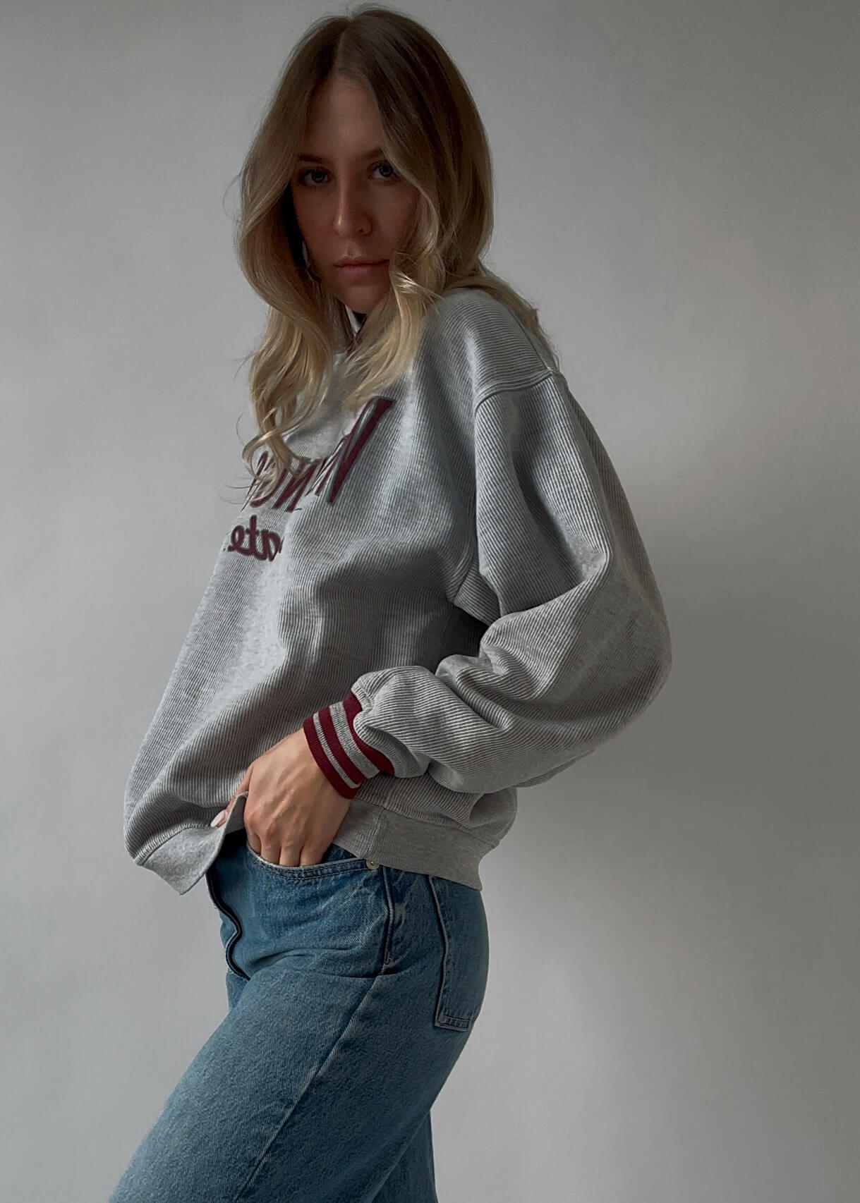 Vintage WASHINGTON STATE Pinstripe Sweatshirt | M/L