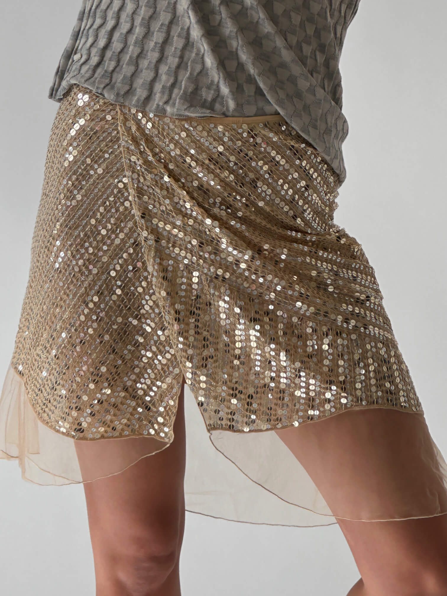 Vintage Italian Designer Sequin Mesh Skirt | S/M