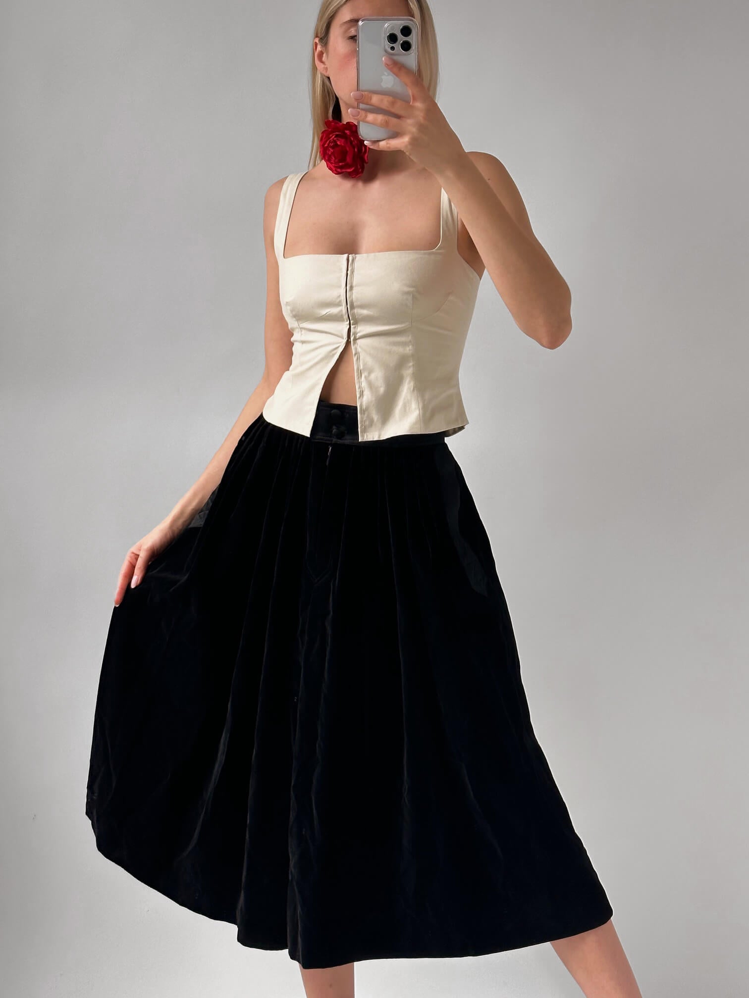 Vintage Velour Circle Skirt | XS/S