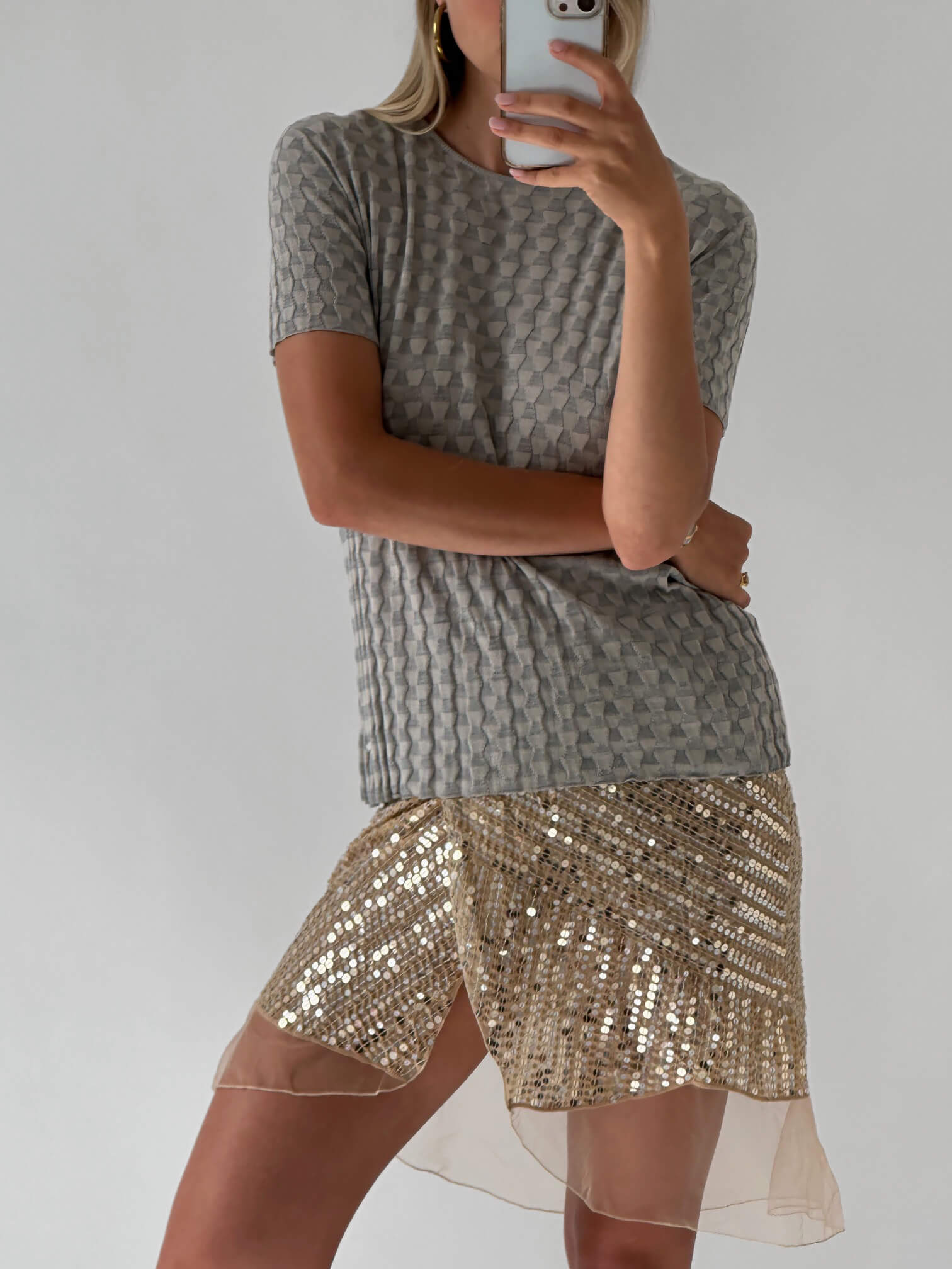 Vintage Italian Designer Sequin Mesh Skirt | M/L