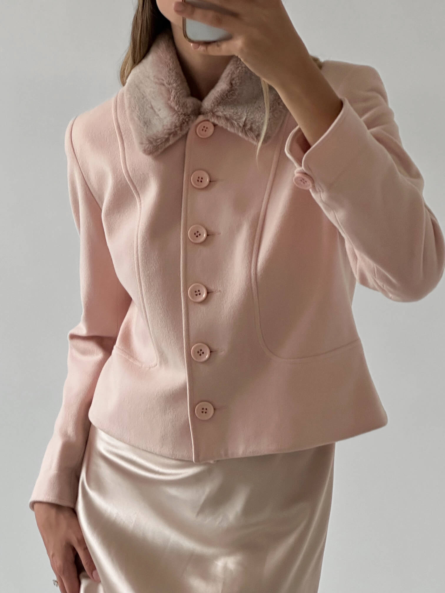 Vintage Cashmere & Wool Blend Pink Jacket | 6/S