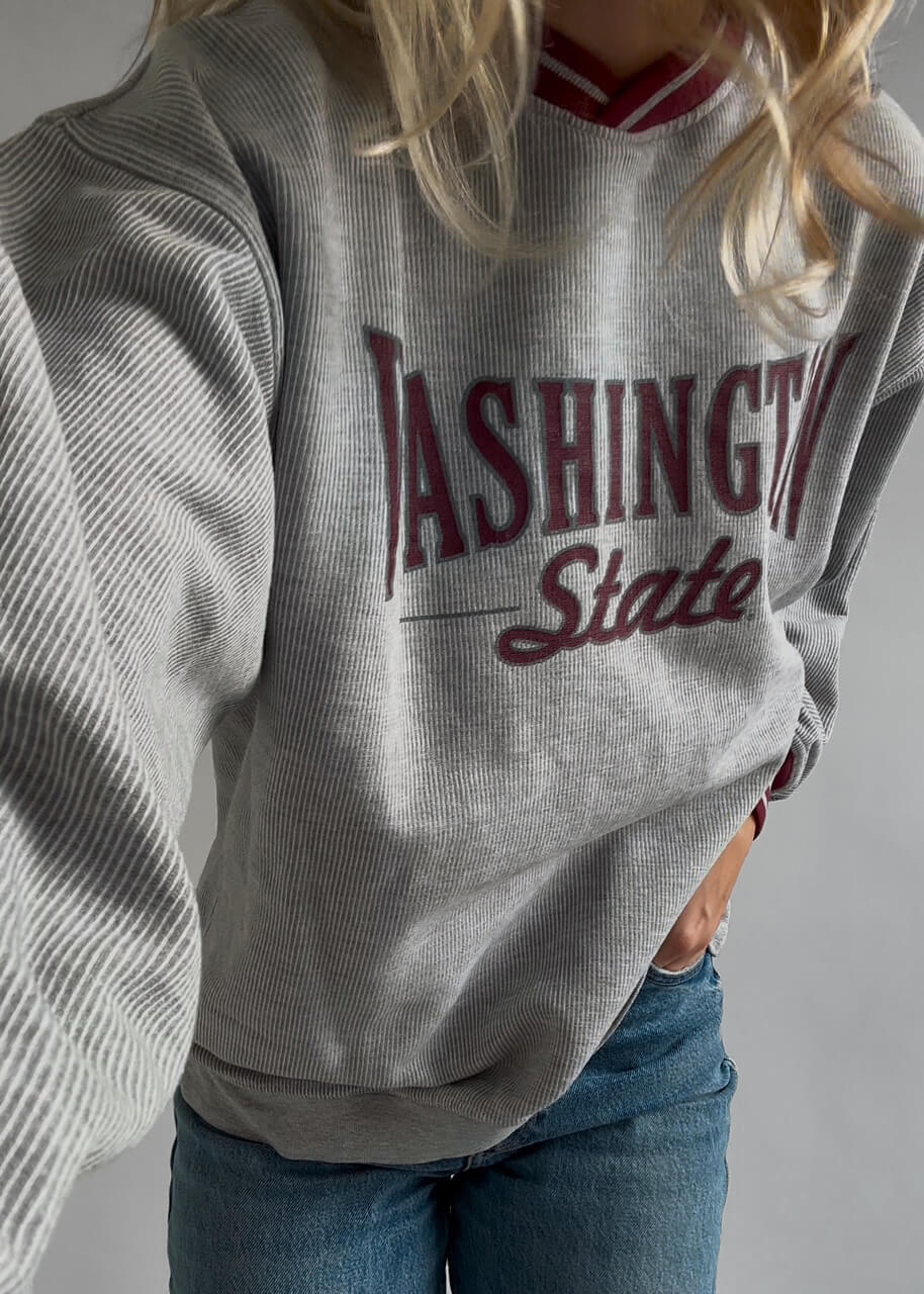 Vintage WASHINGTON STATE Pinstripe Sweatshirt | M/L