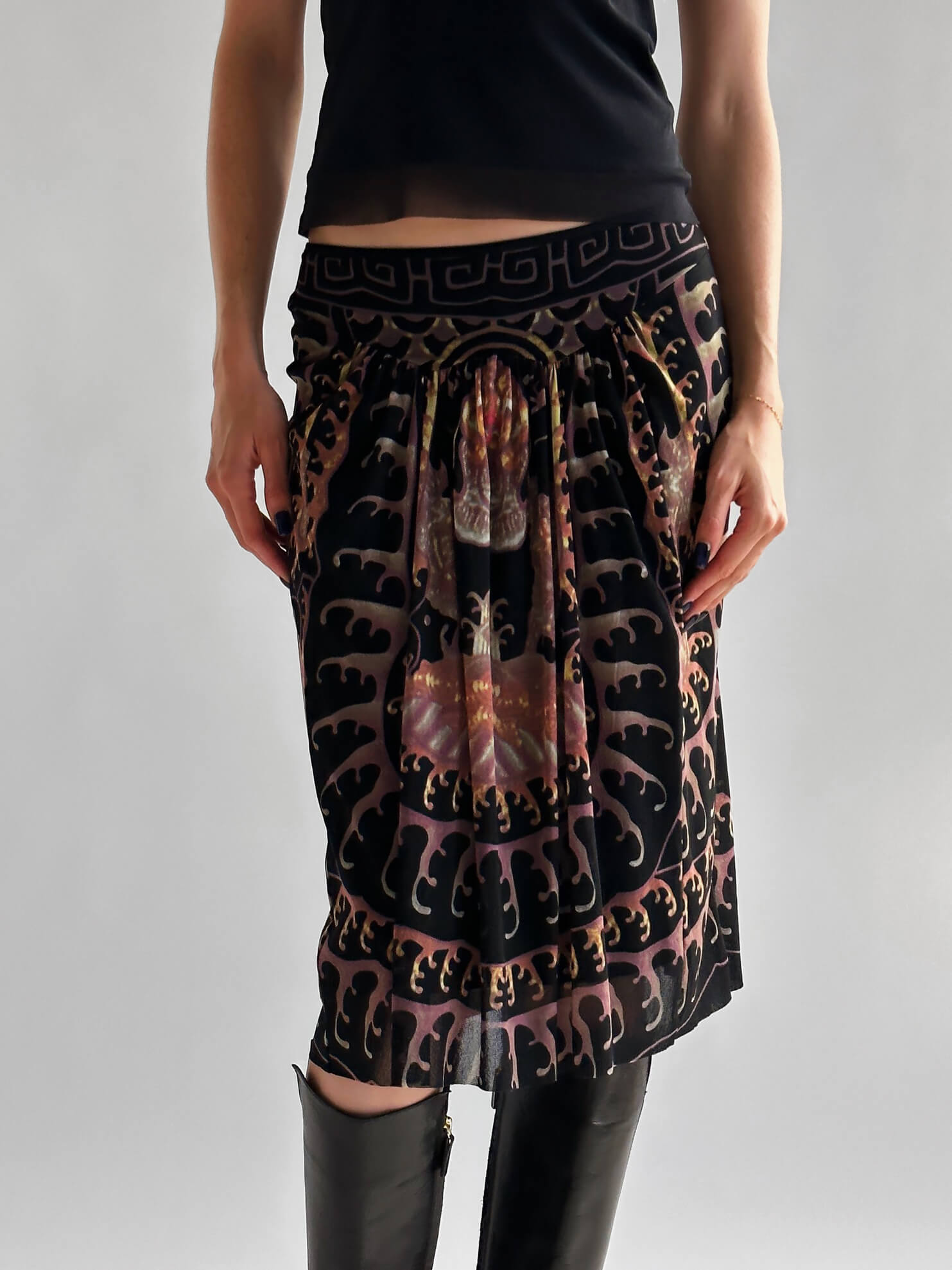 Vintage VIVIENNE TAM F/W 2005 Imperial Dragon Mesh Skirt | 0/XS-S