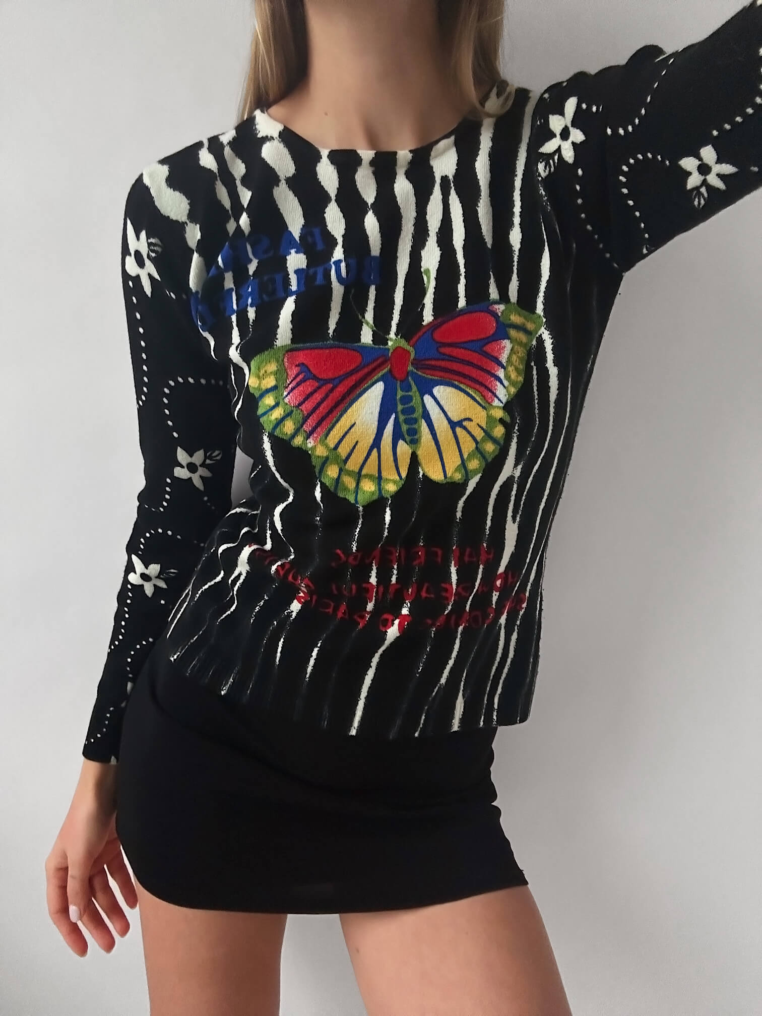 Vintage CUSTO BARCELONA Butterfly Typography Sweater | M