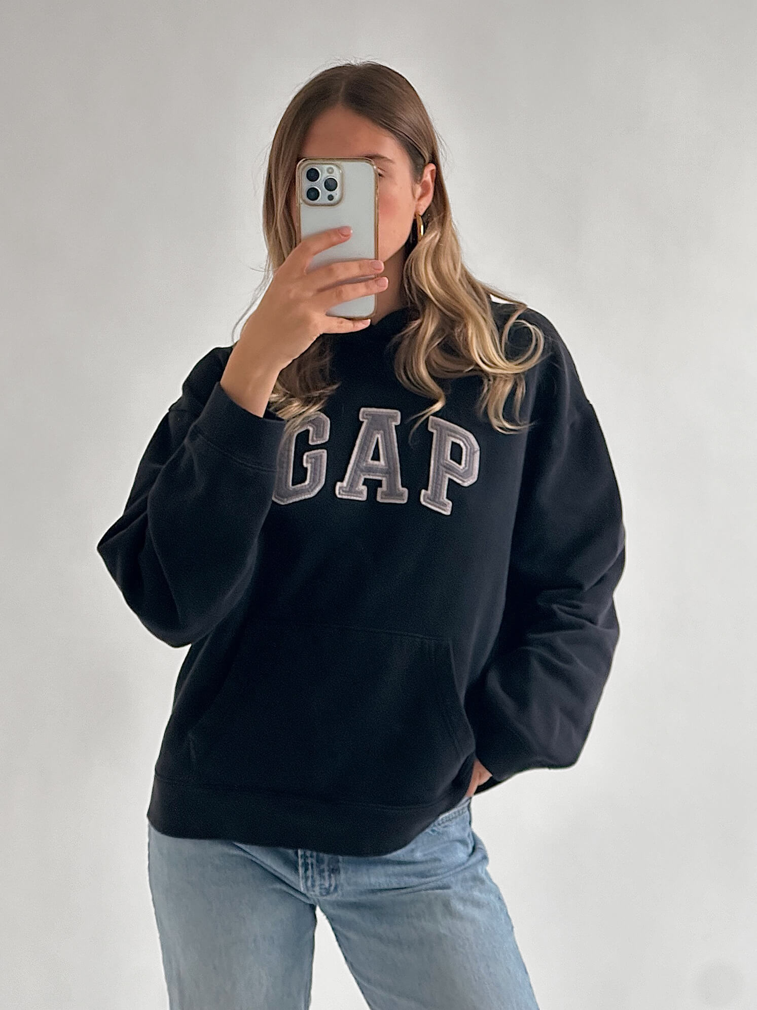 Vintage GAP Logo Faded Hoodie | L