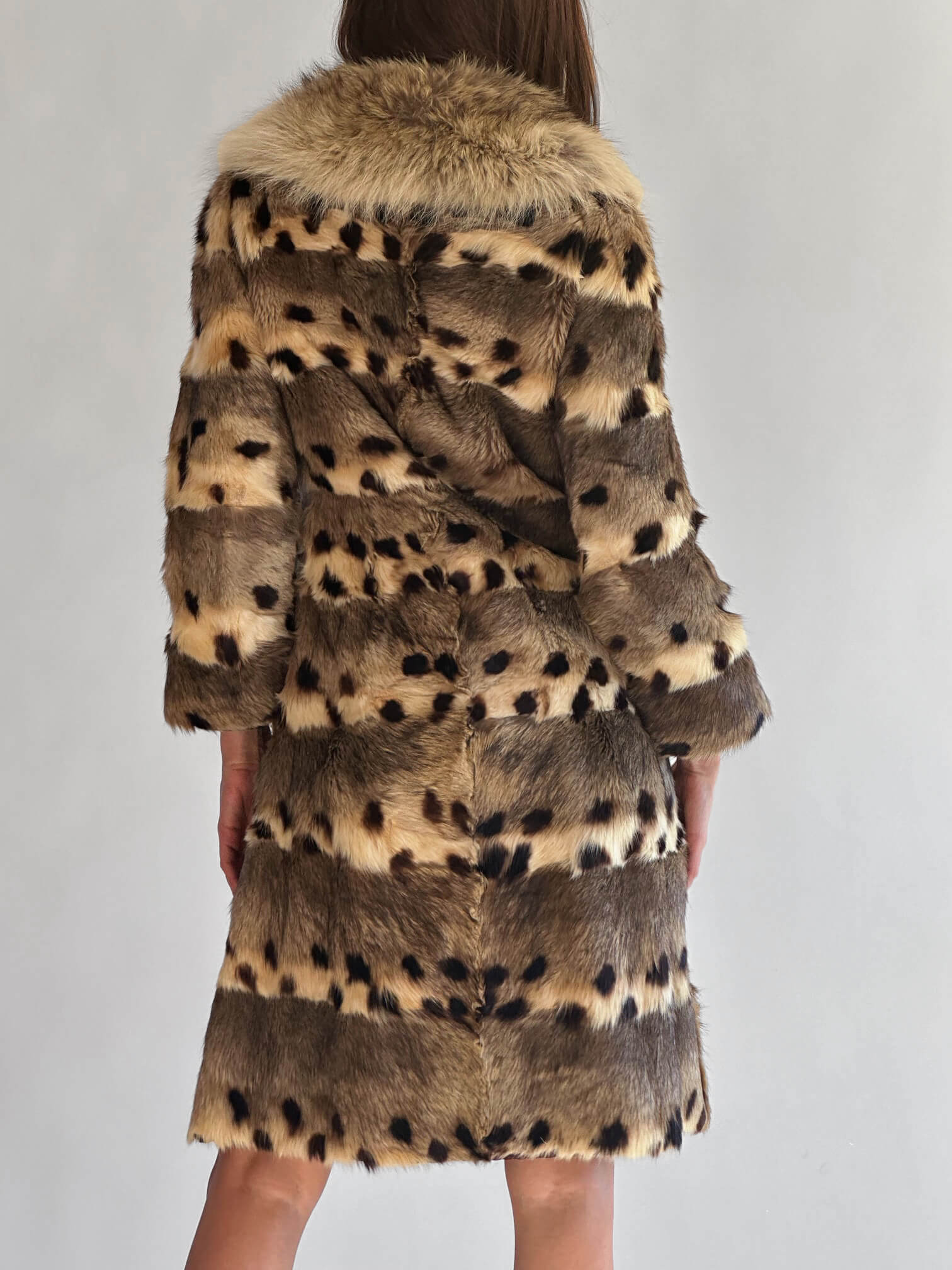 Vintage Spotted Long Fur Coat | XS/S