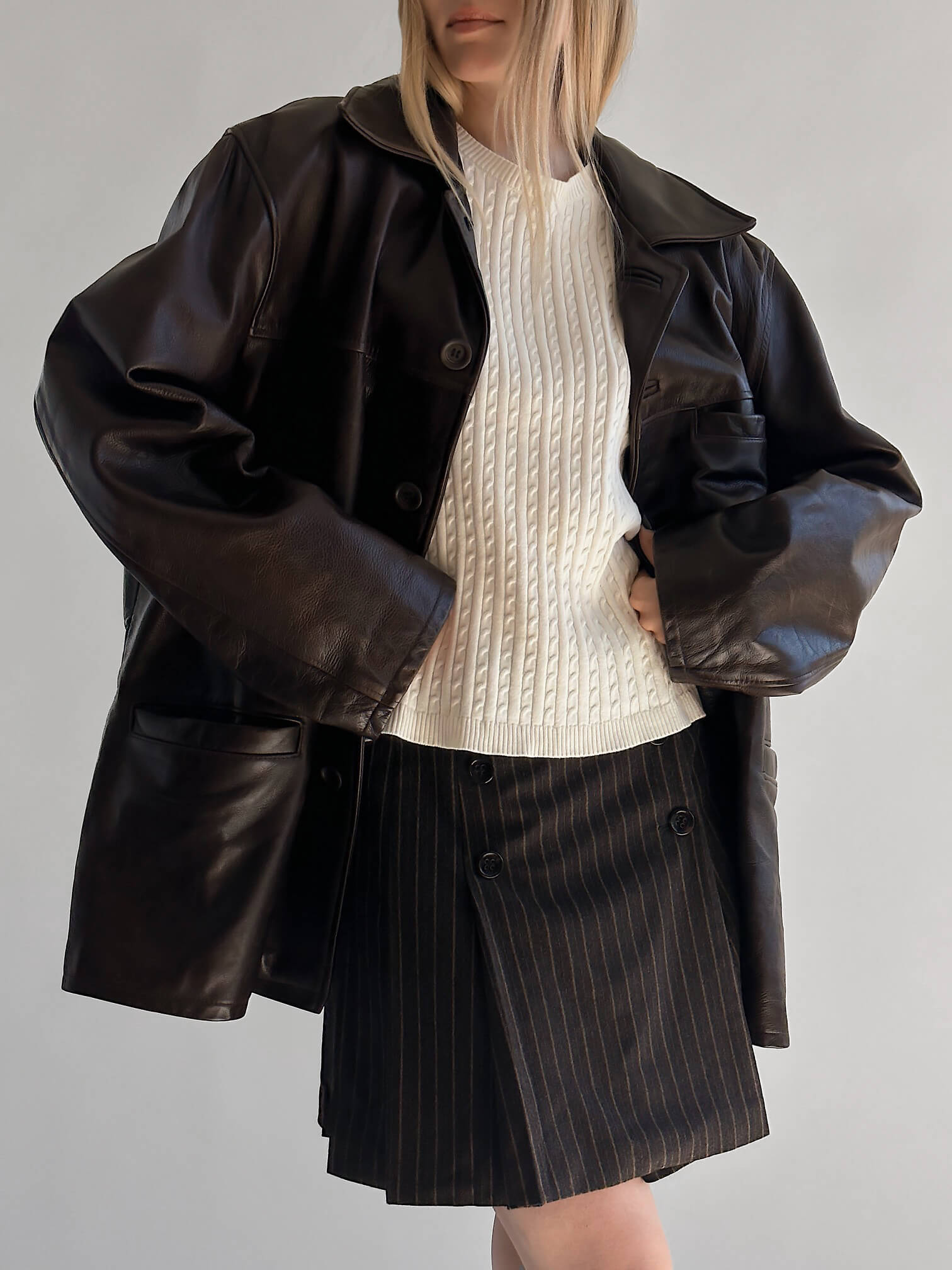 Vintage Ultra Oversized Patina Leather Jacket | XS-XXL
