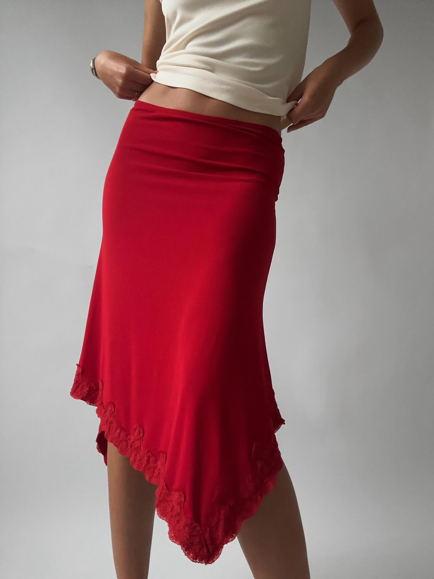 Vintage Crimson Midi Skirt | M