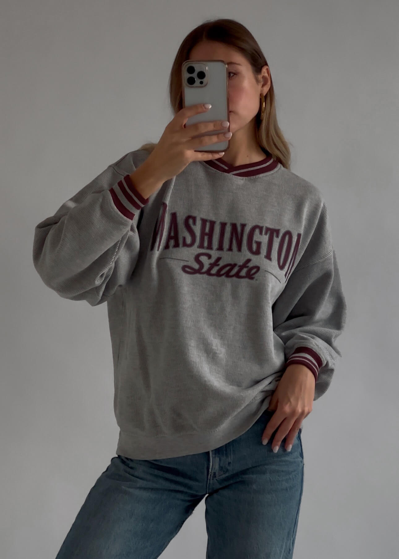 Vintage WASHINGTON STATE Pinstripe Sweatshirt | M/L