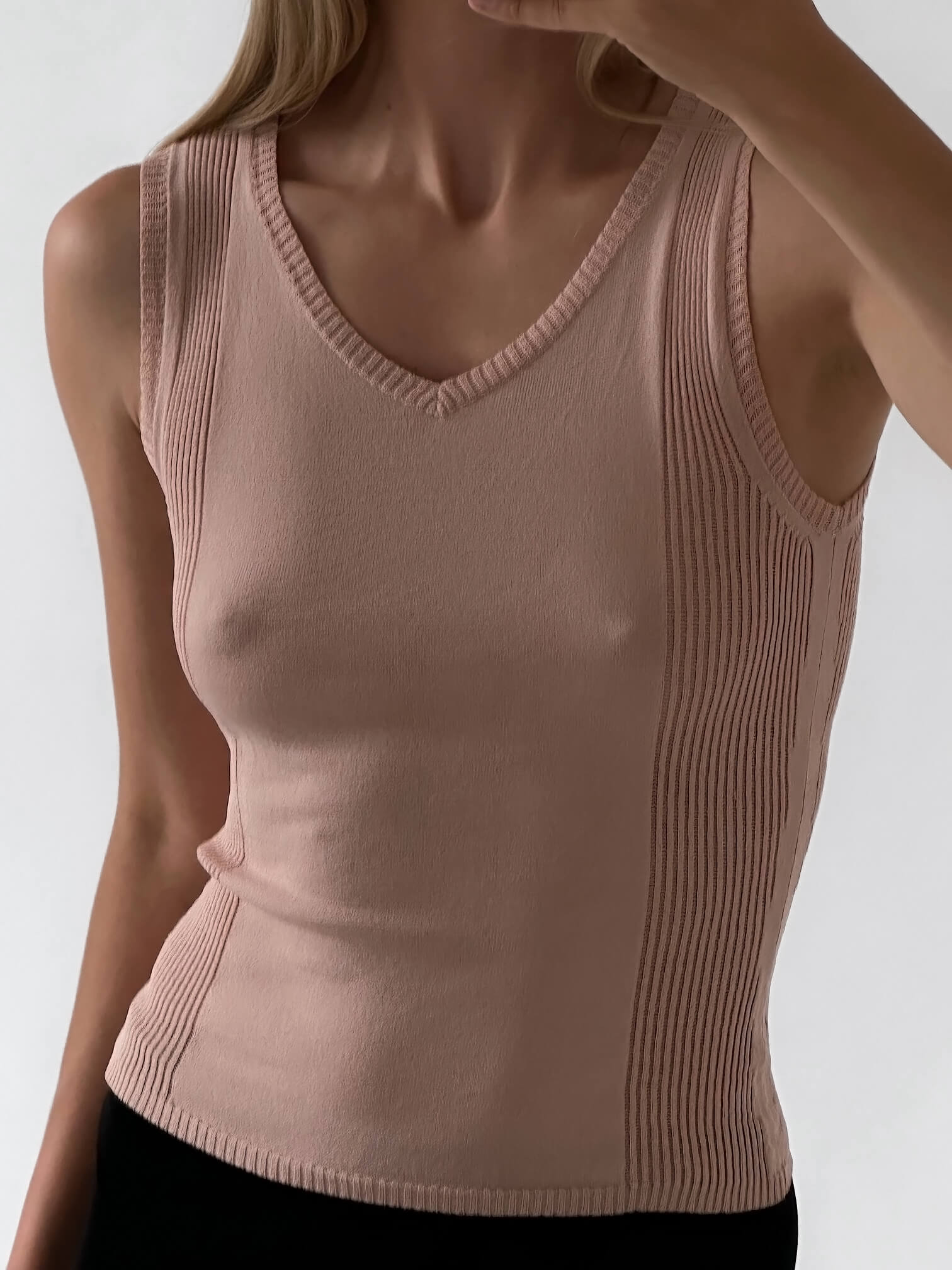 Vintage Ribbed Knit Blush Singlet | S/M