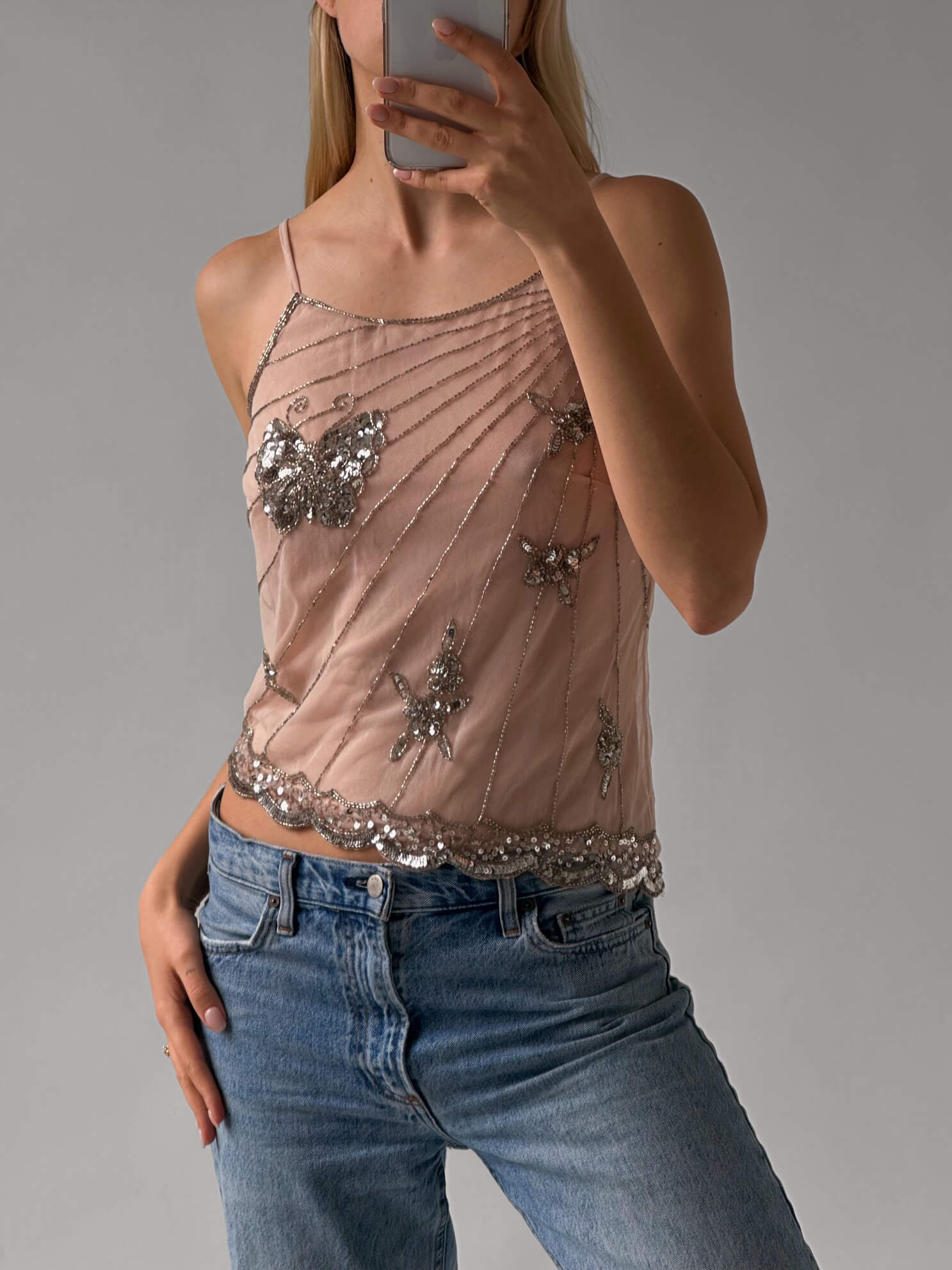 Vintage Butterfly Sequin Camisole |  M