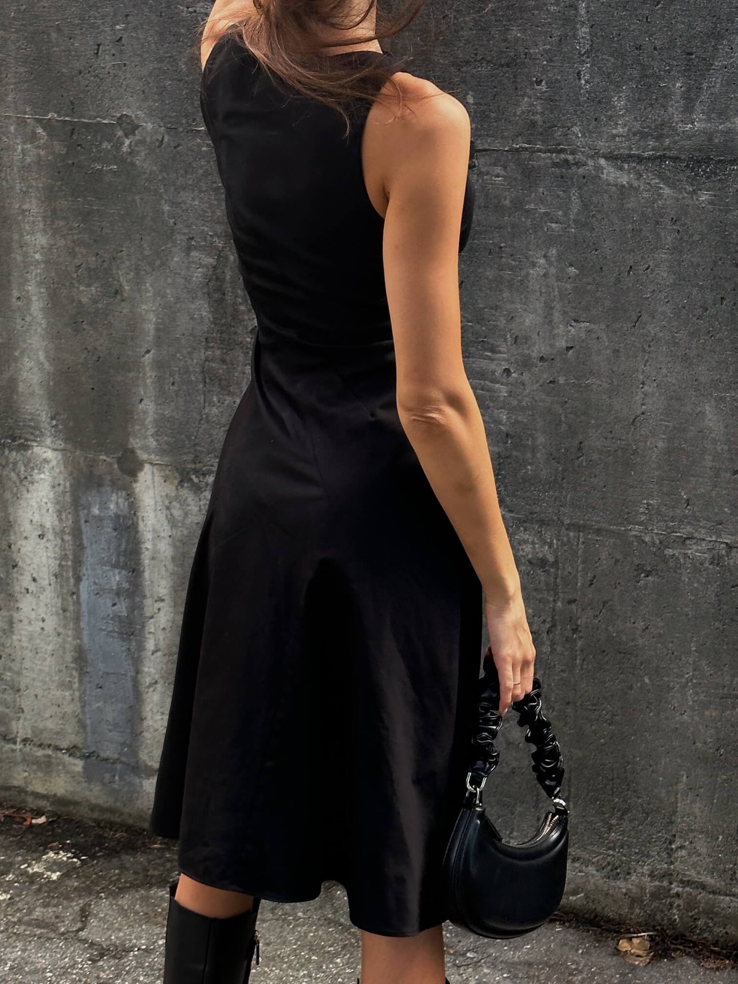 Vintage Black Midi Dress | 1-2/XS