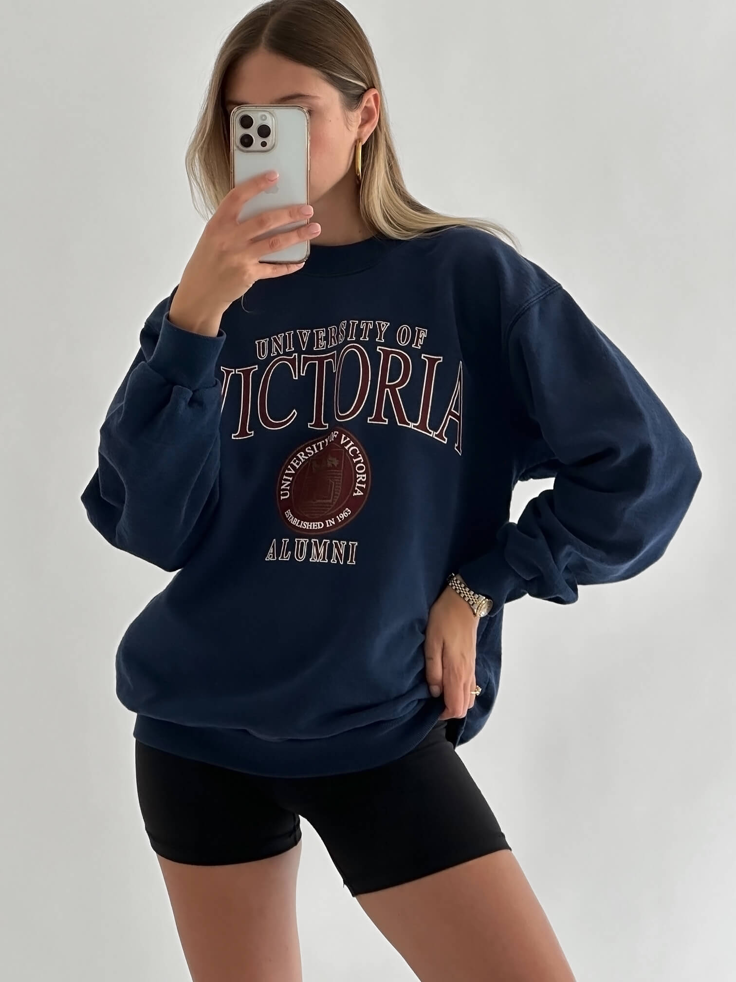 Vintage University of Victoria Faded Navy Sweatshirt | S-L