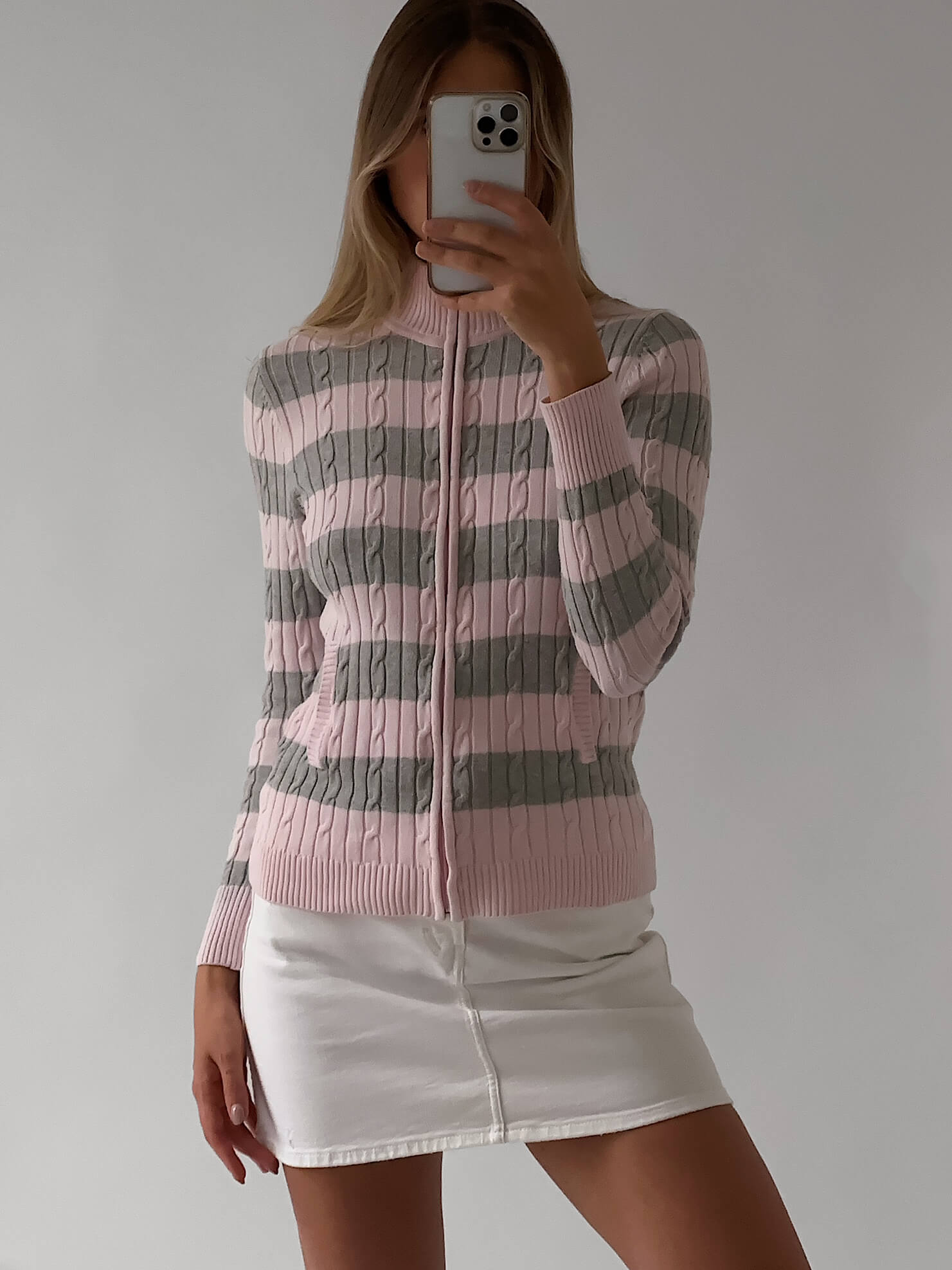 Y2K TOMMY HILFIGER Striped Cable Knit Sweater | S