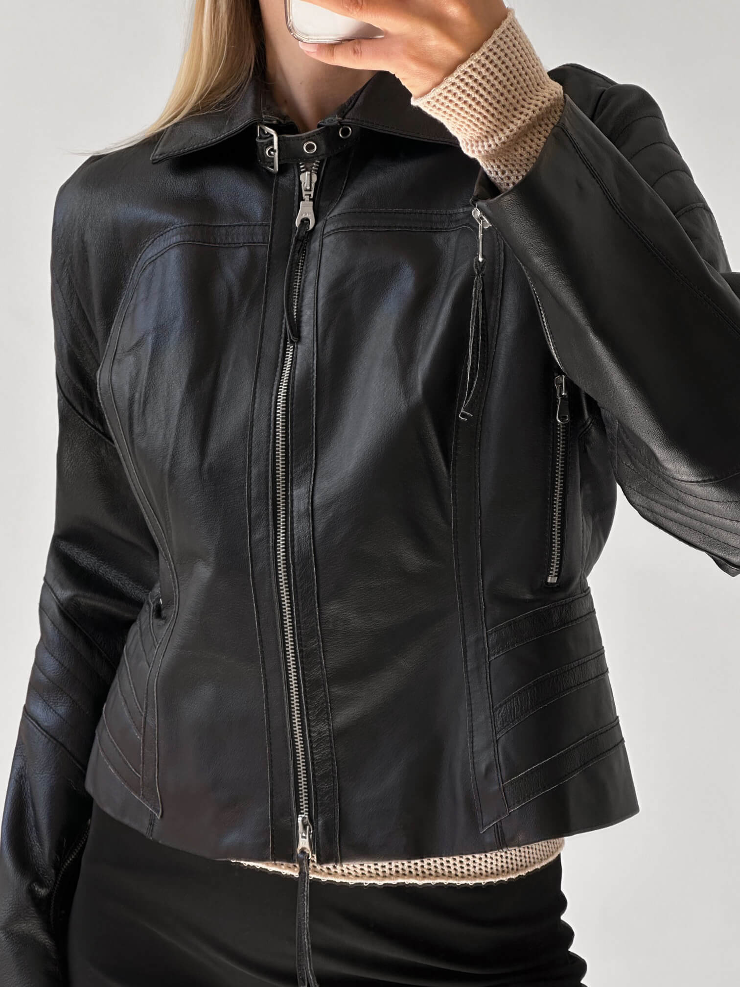 Vintage Leather Biker Jacket | XS-L