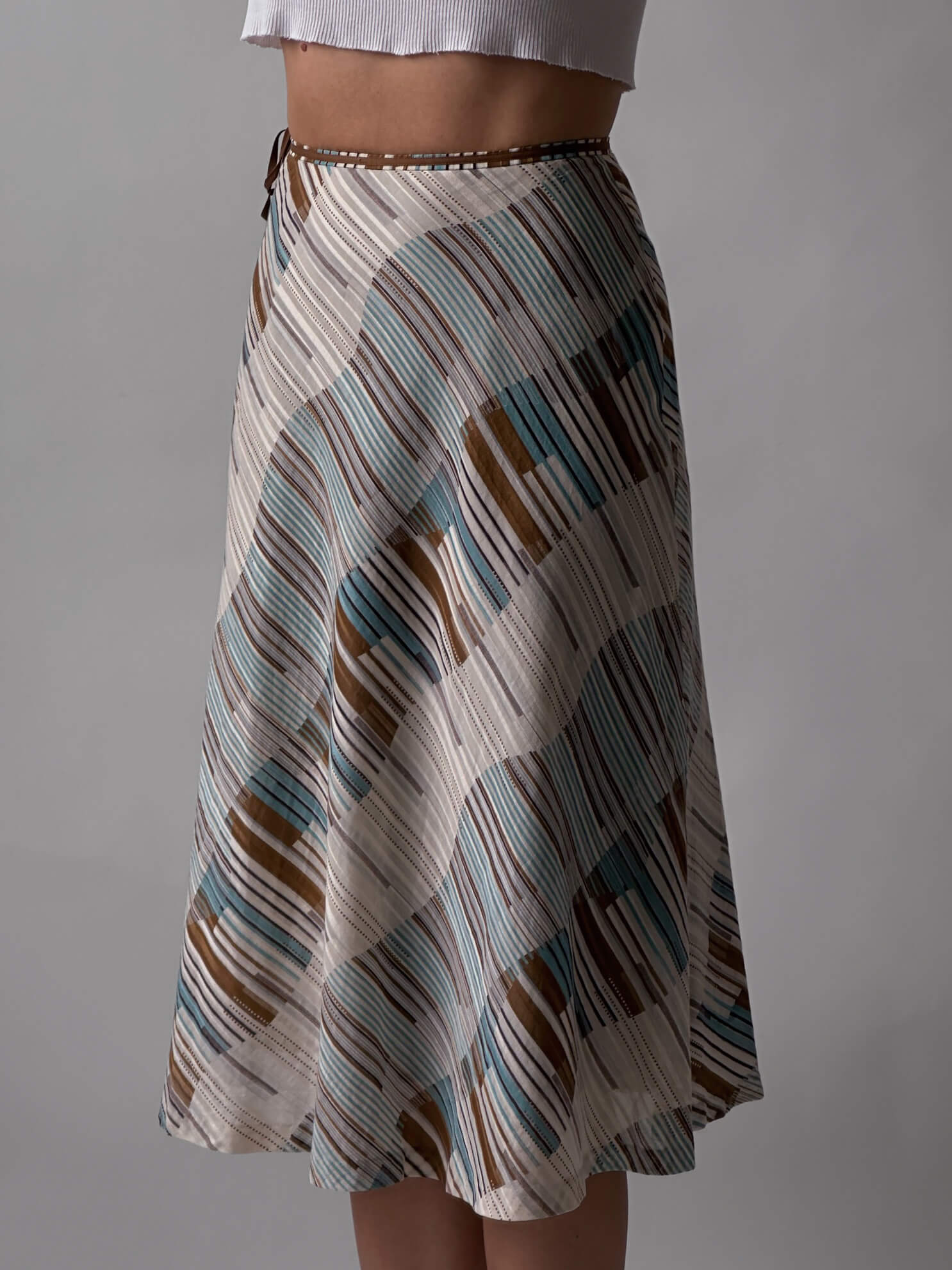 Vintage Printed Cotton Skirt | XS
