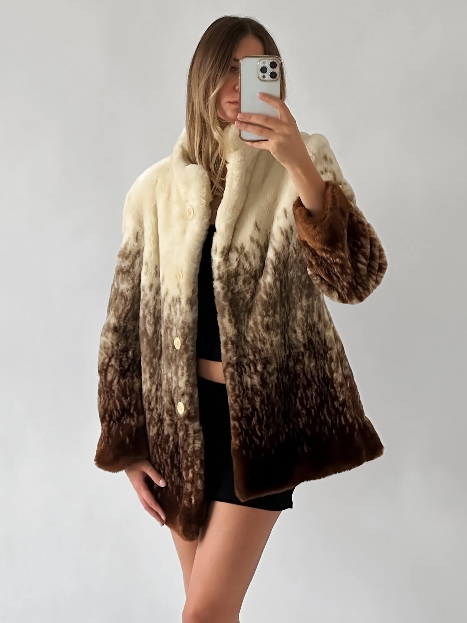 Vintage SISLEY Faux Fur Coat | XS/S