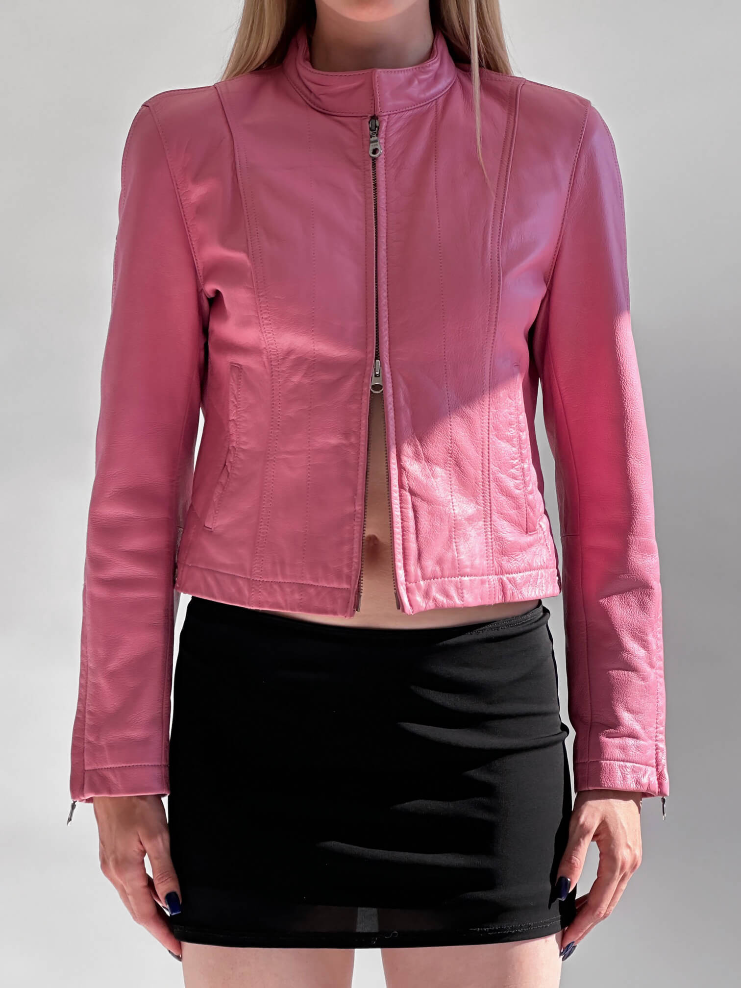 Vintage Wilson's Pink Leather Moto Jacket | XS/S