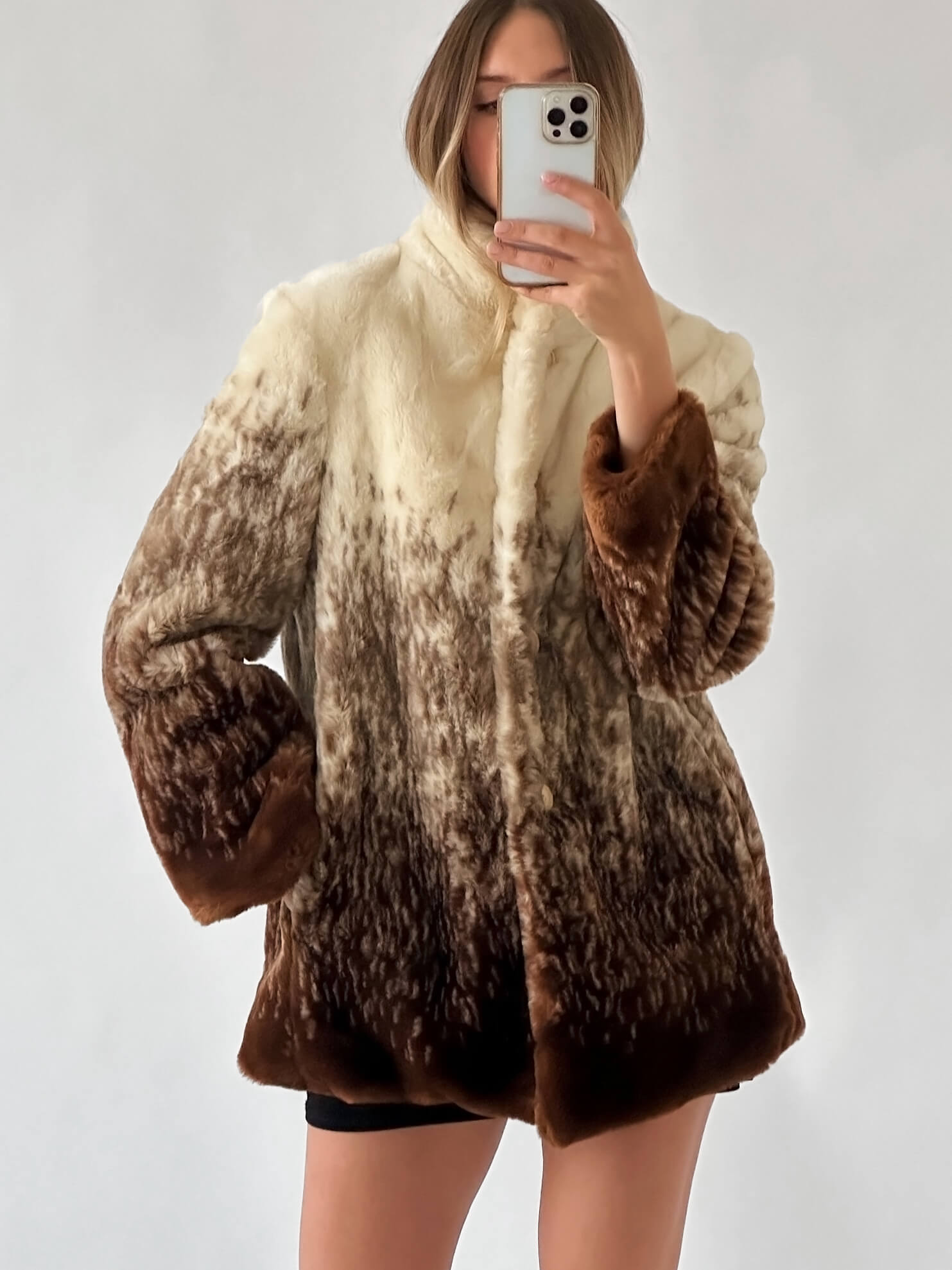 Vintage SISLEY Faux Fur Coat | XS/S