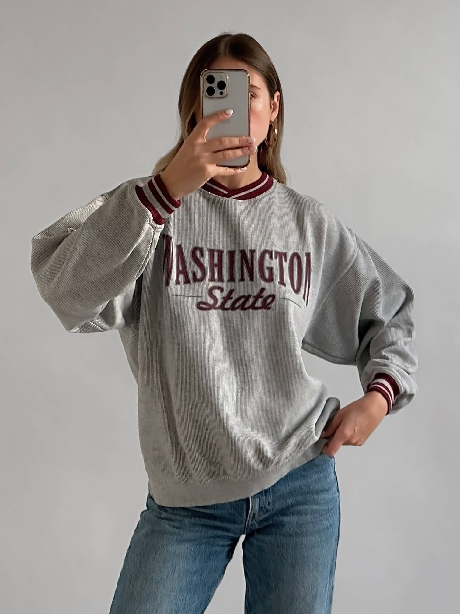 Vintage WASHINGTON STATE Pinstripe Sweatshirt | M/L