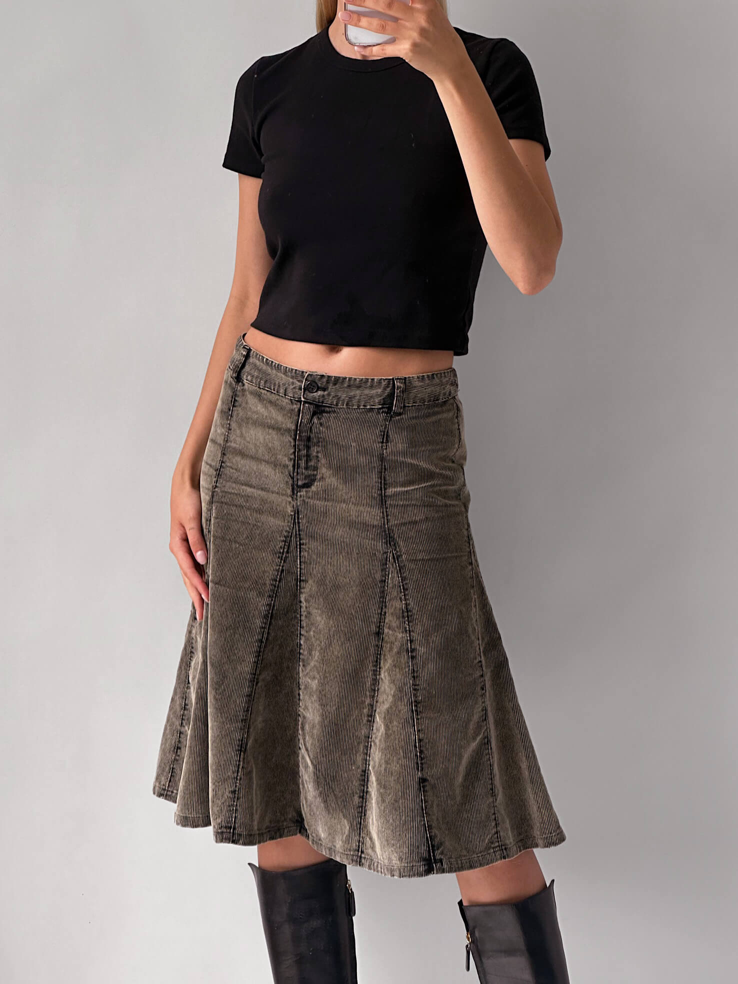 Vintage Faded Corduroy Midi Skirt | S
