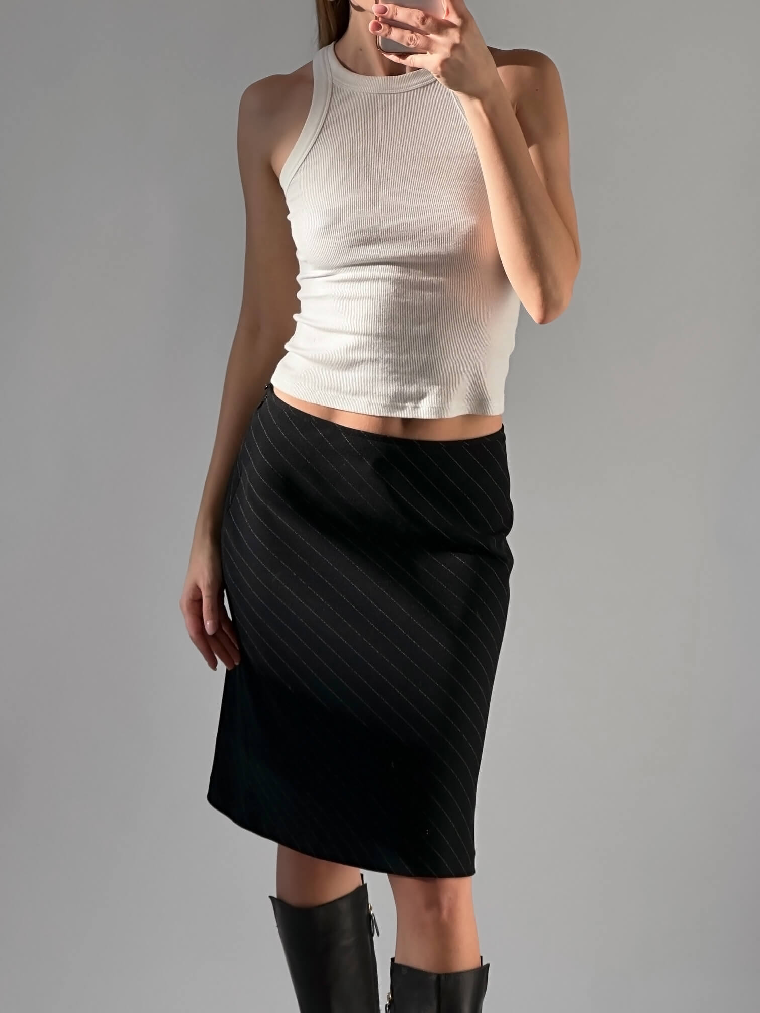 Vintage Pinstripe Midi Skirt | 5/S