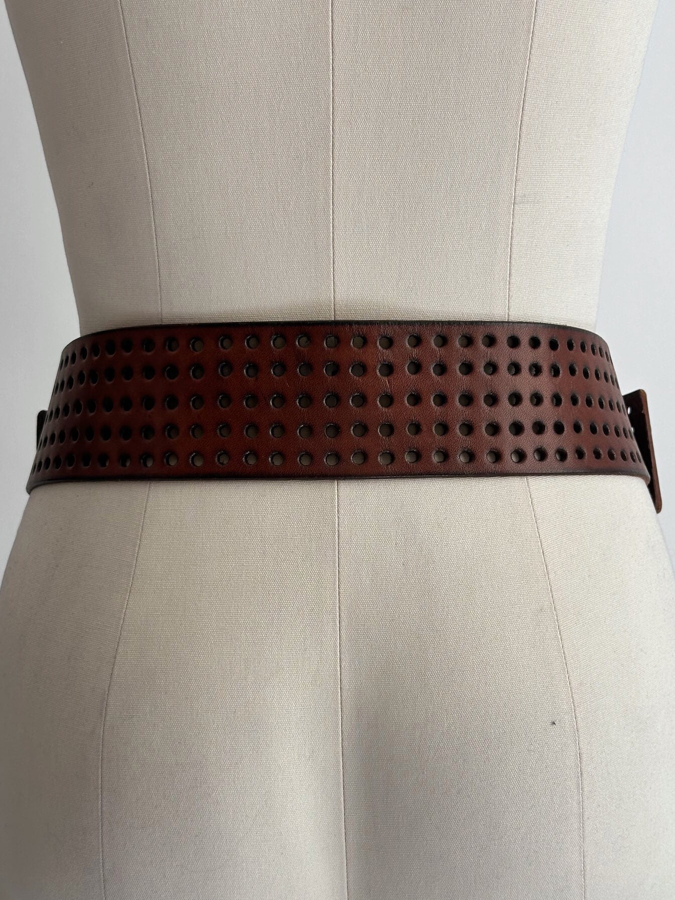 Vintage Double Buckle Leather Belt | S/M