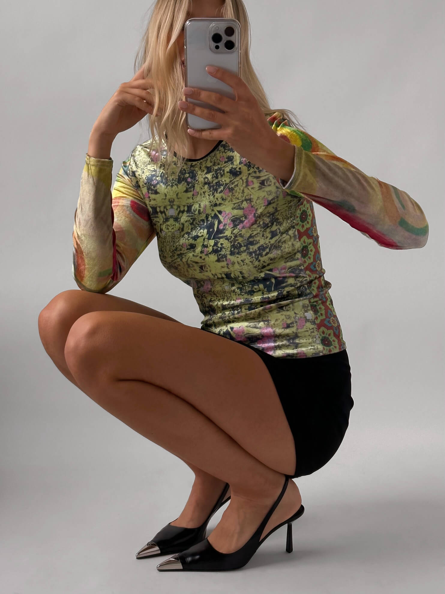 Vintage Printed Velour Top | S/M