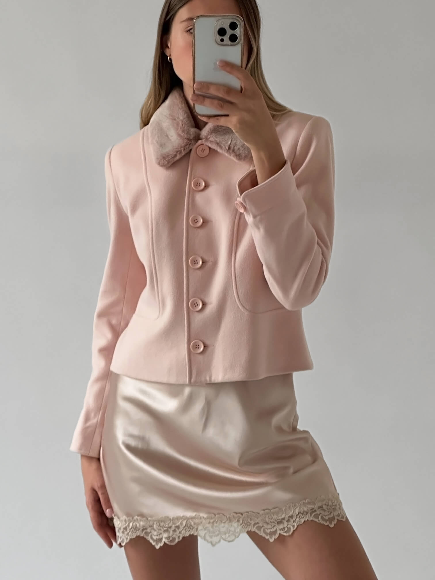 Vintage Cashmere & Wool Blend Pink Jacket | 6/S